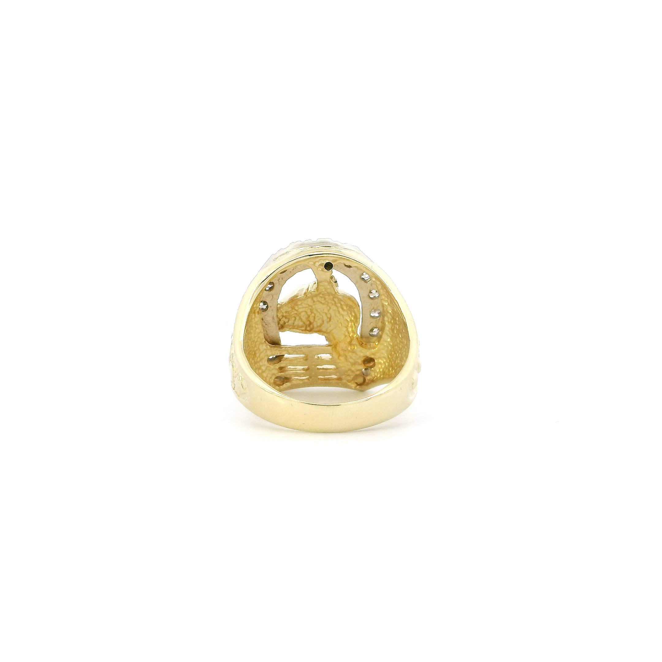 14K Yellow Gold Diamond Hose & Horseshoe Ring - 0.42ct
