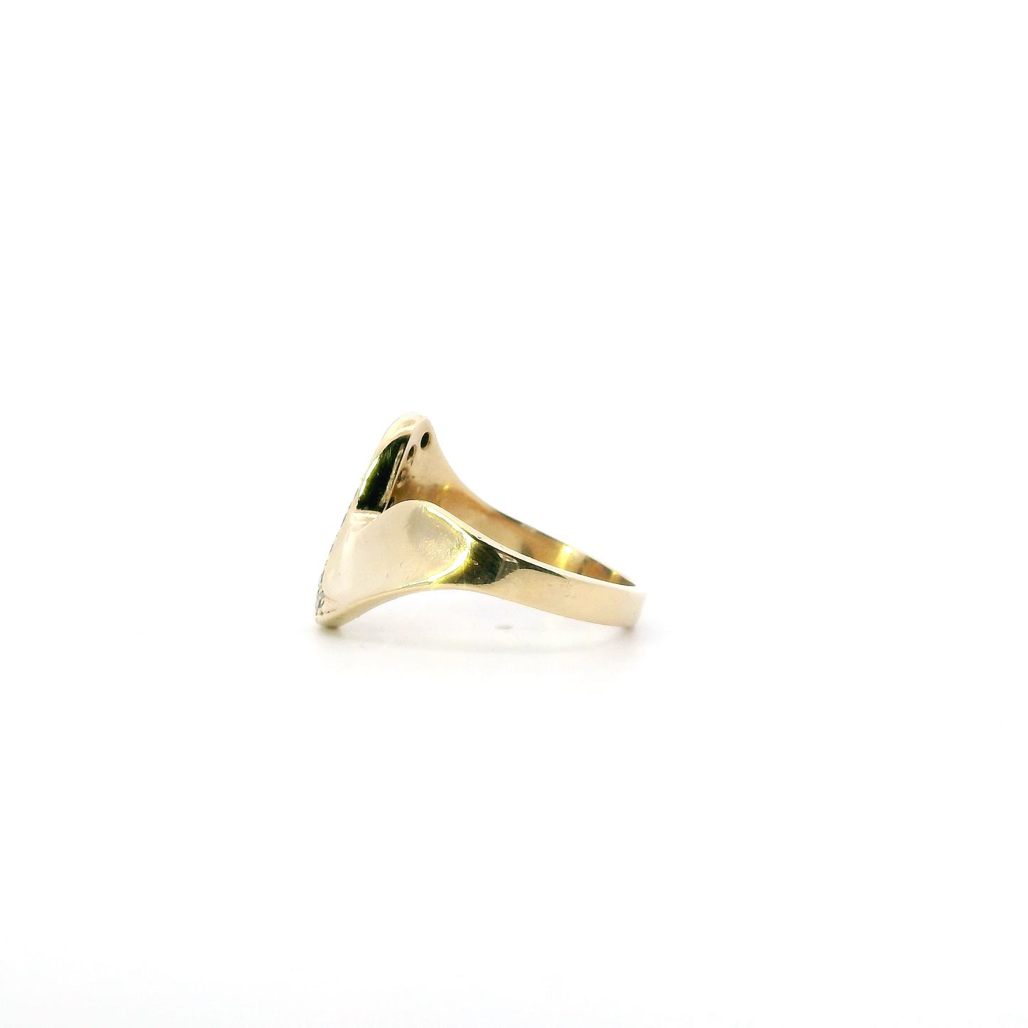 14K Yellow Gold Diamond Curved Womens Ring - 0.24ct