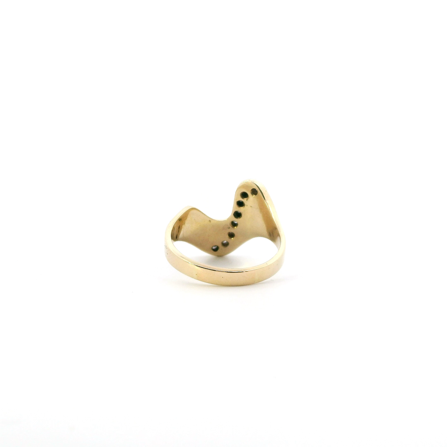 14K Yellow Gold Diamond Curved Womens Ring - 0.24ct