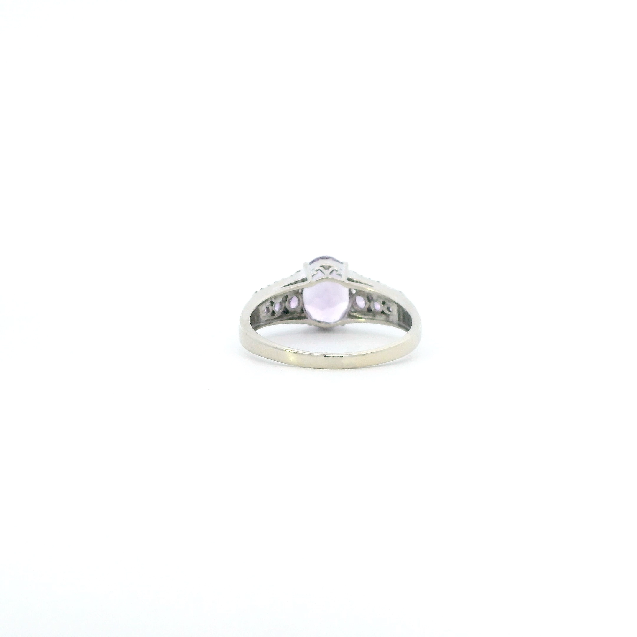 10K White Gold Amethyst Womens Ring