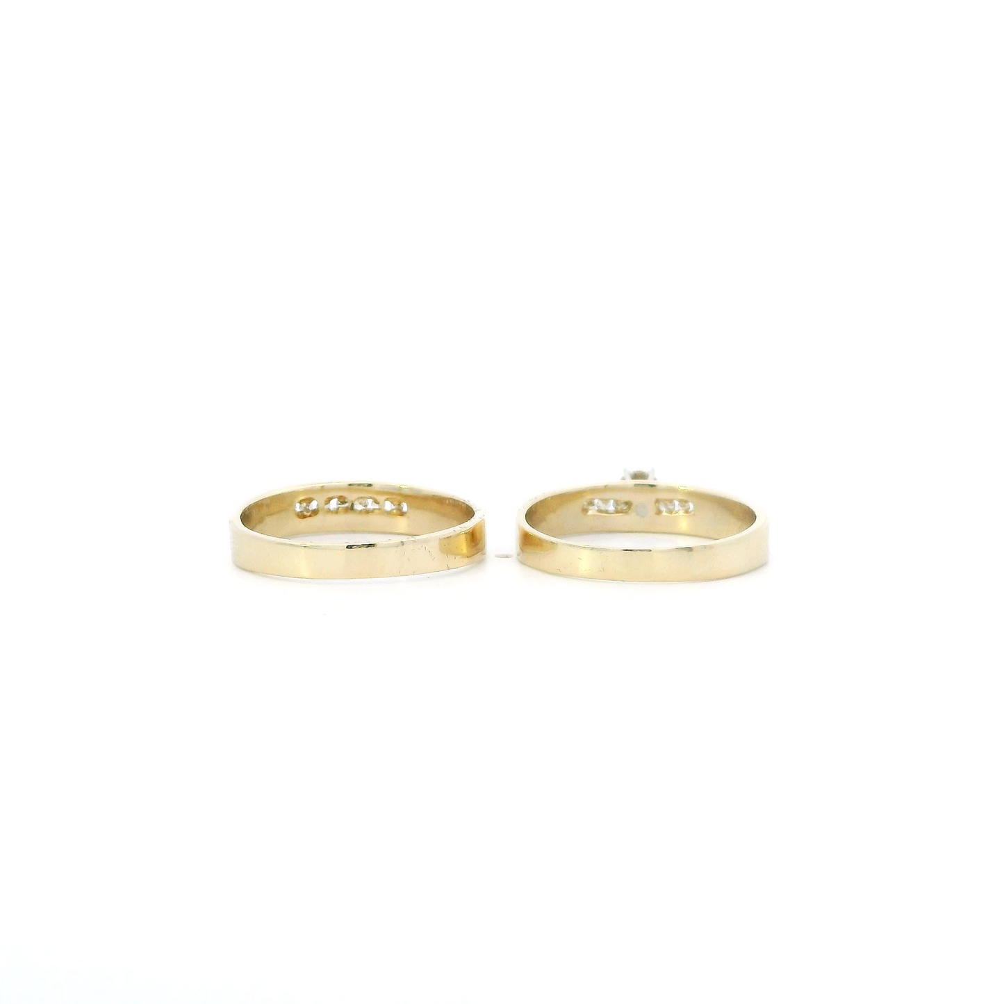 14K Yellow Gold Diamond Womens Engagement & Wedding Ring Set - 0.01ct