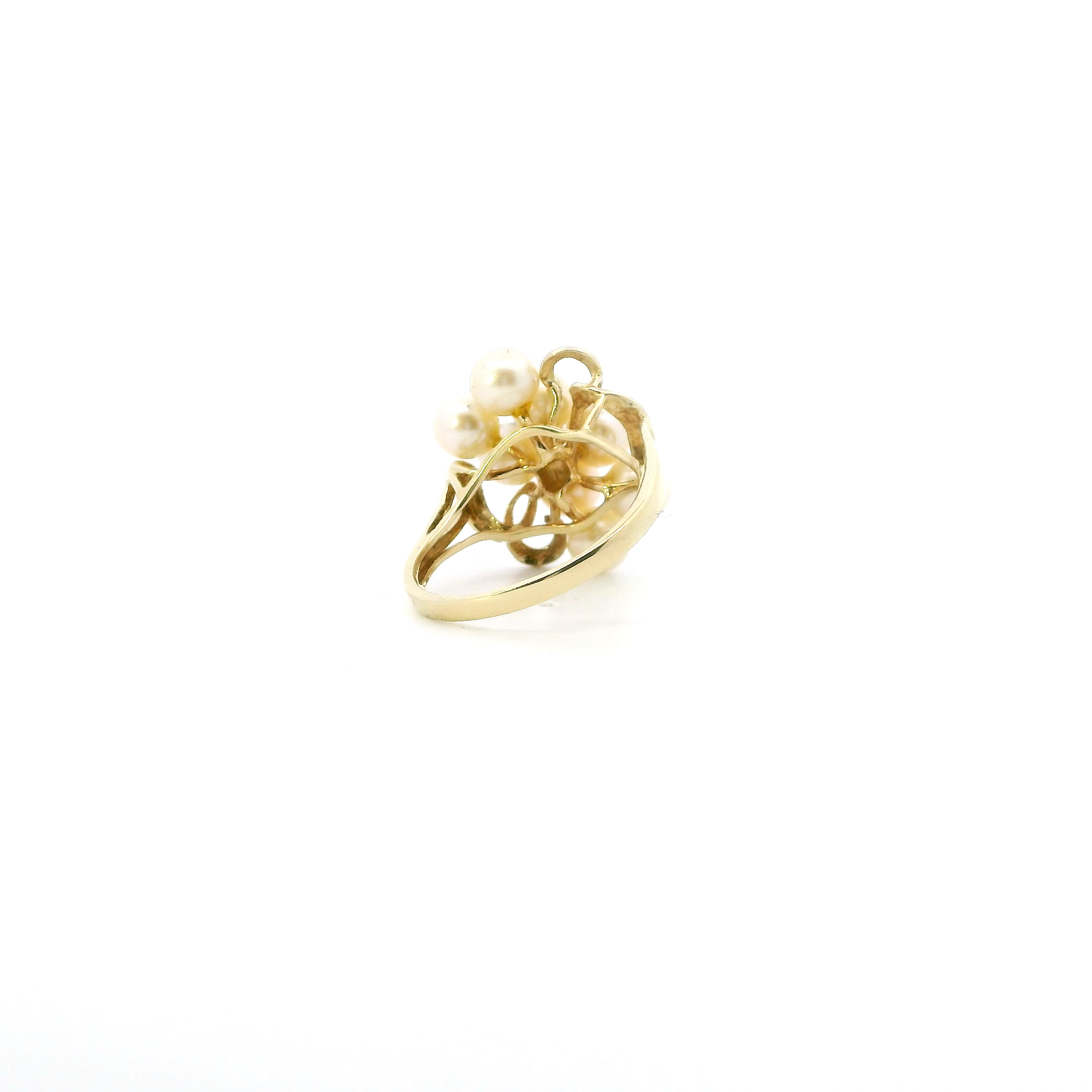 10K Yellow Gold Pearl & Diamond Womens Ring - 0.04ct