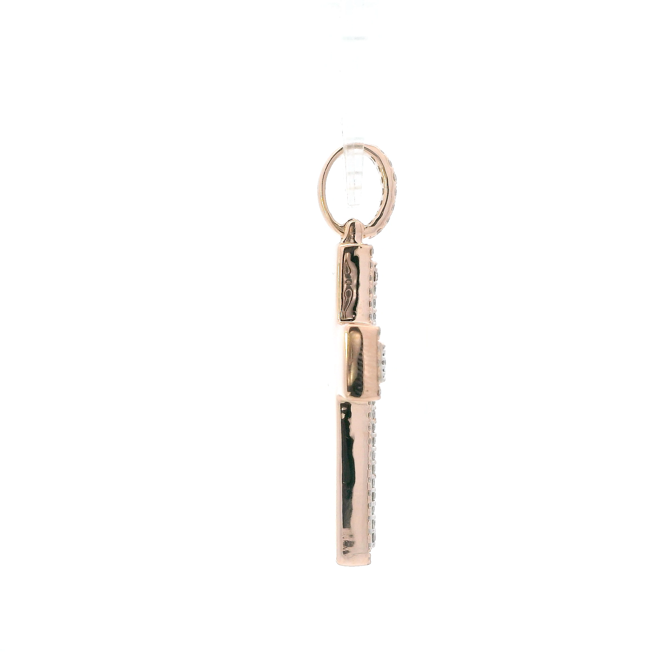 14K Rose Gold Diamond Cross Pendant - 1.60ct