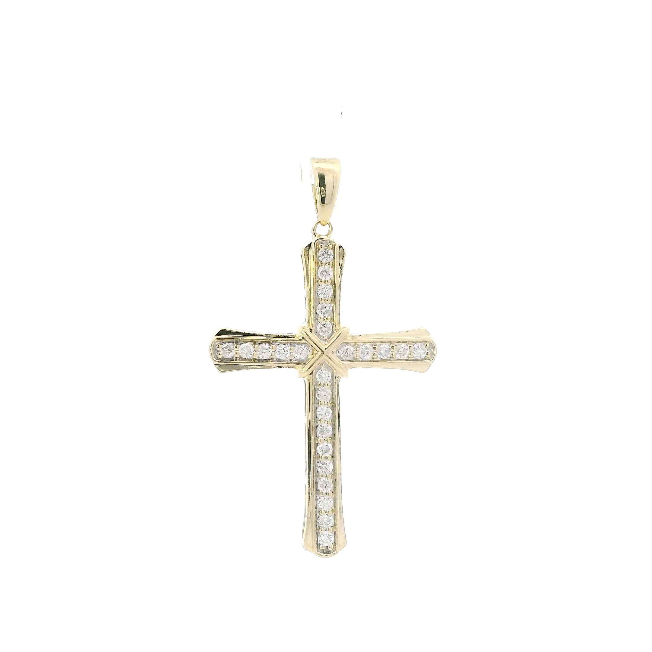 10K Yellow Gold Diamond Cross Pendant - 0.31ct