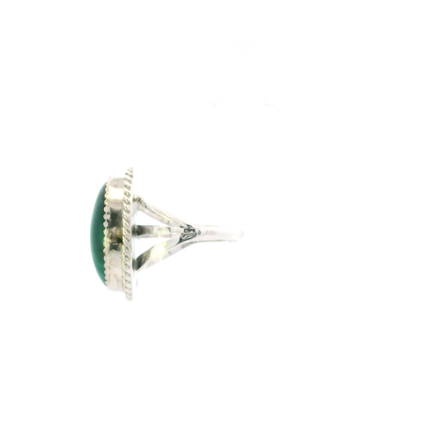Sterling Silver Malachite Womens Ring Signed "B"