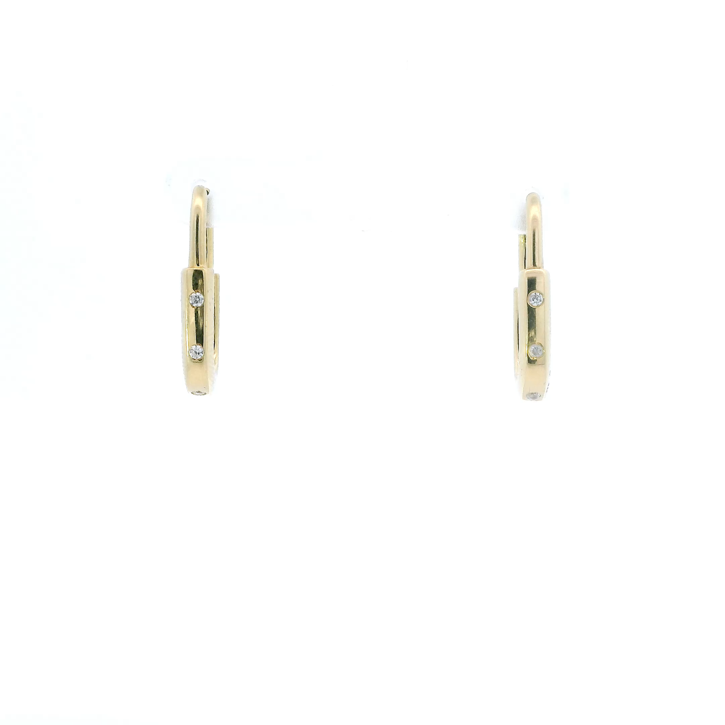 18K Yellow Gold Cz Rectangle Hoop Earrings