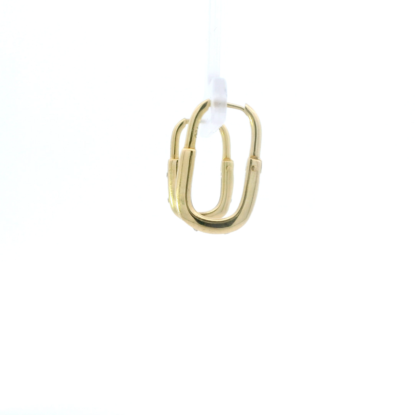18K Yellow Gold Cz Rectangle Hoop Earrings
