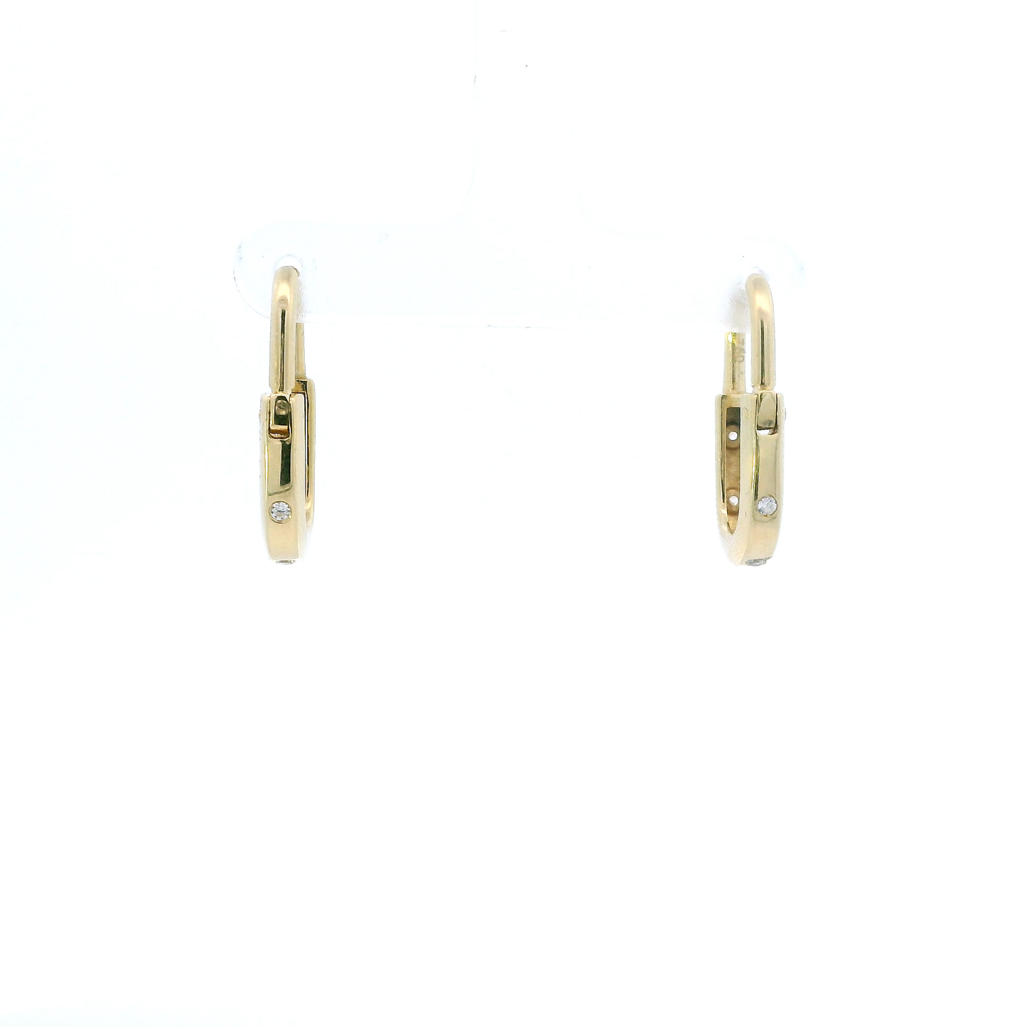 18K Yellow Gold Cz Rectangle Hoop Earrings