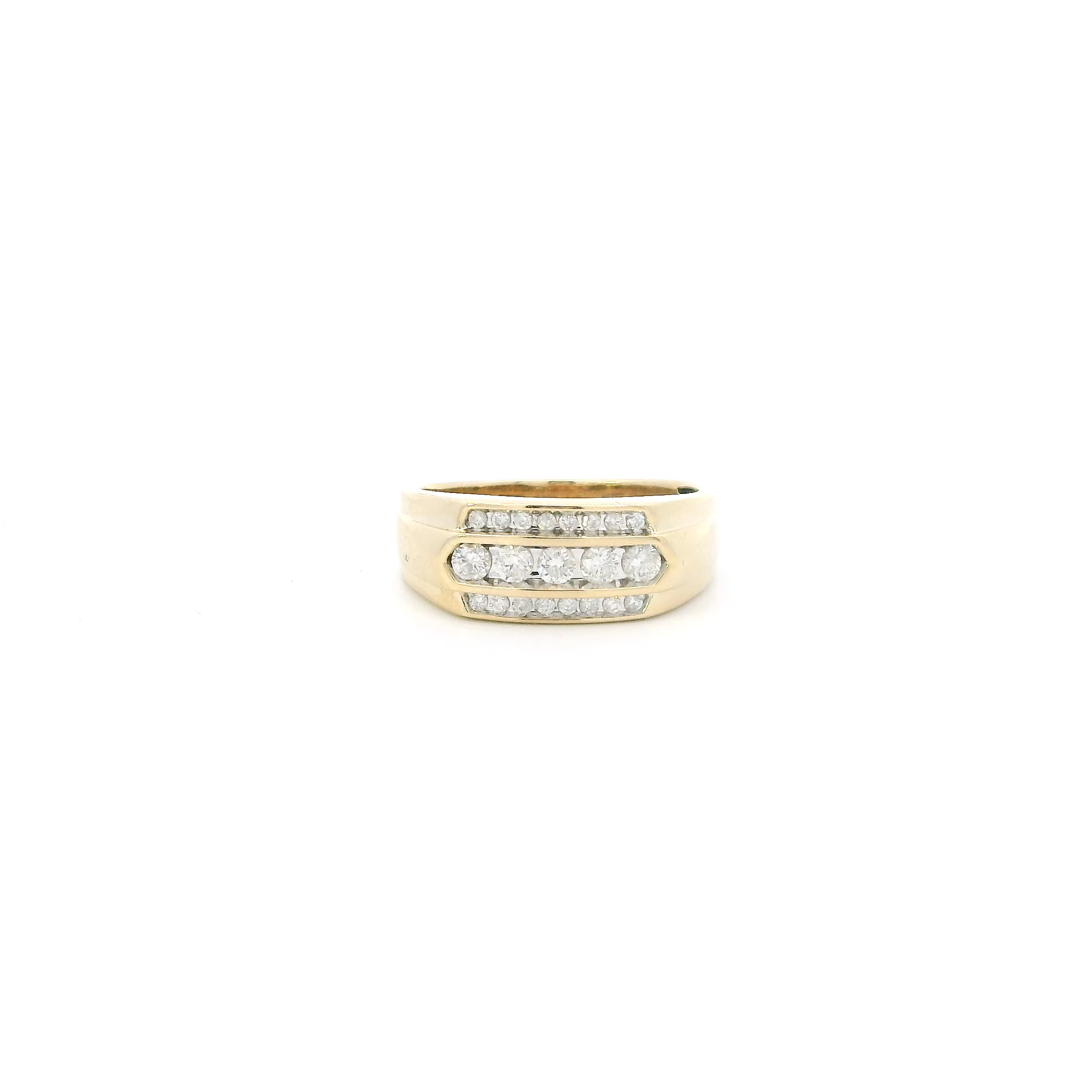 10K Yellow Gold Diamond Mens Ring - 0.59ct