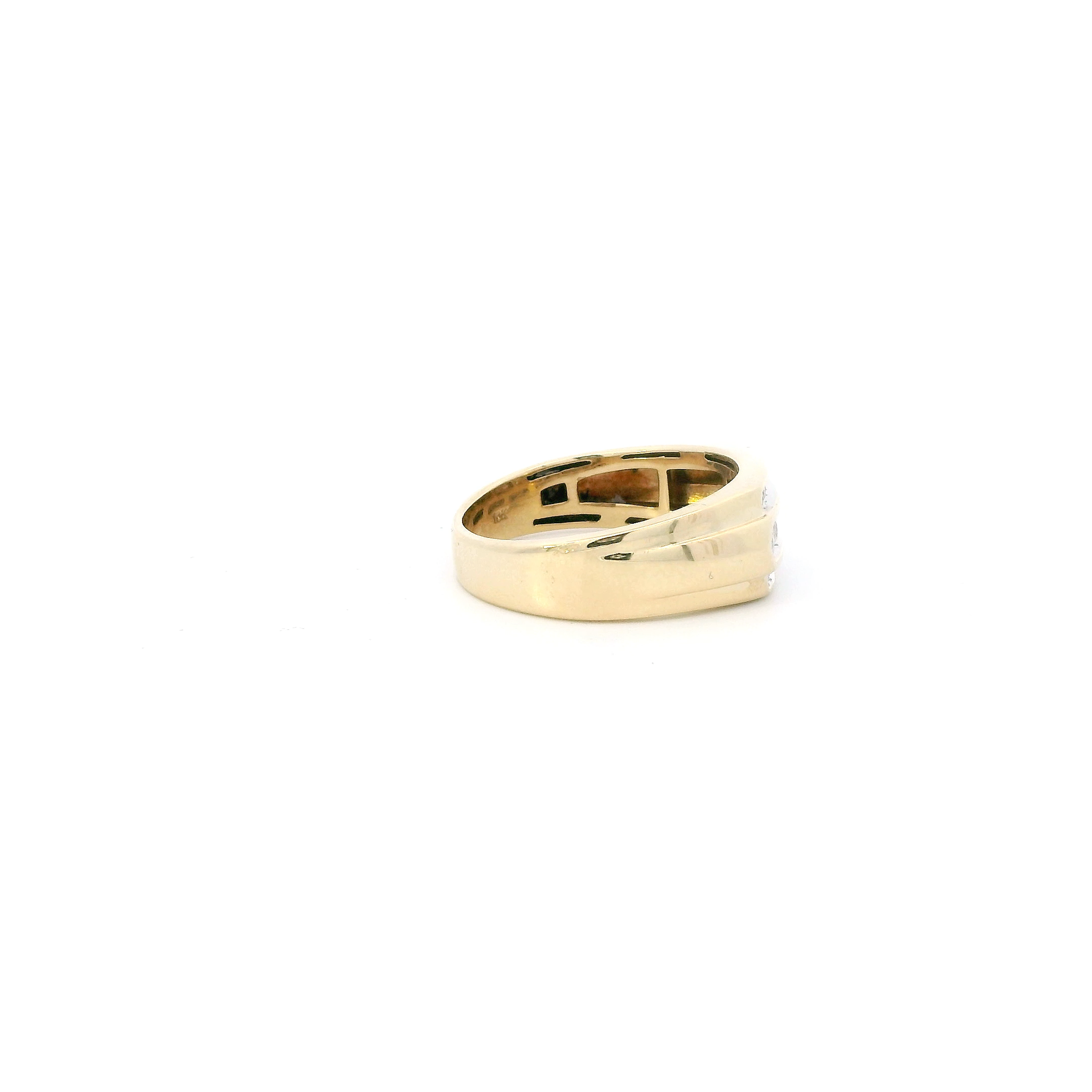 10K Yellow Gold Diamond Mens Ring - 0.59ct