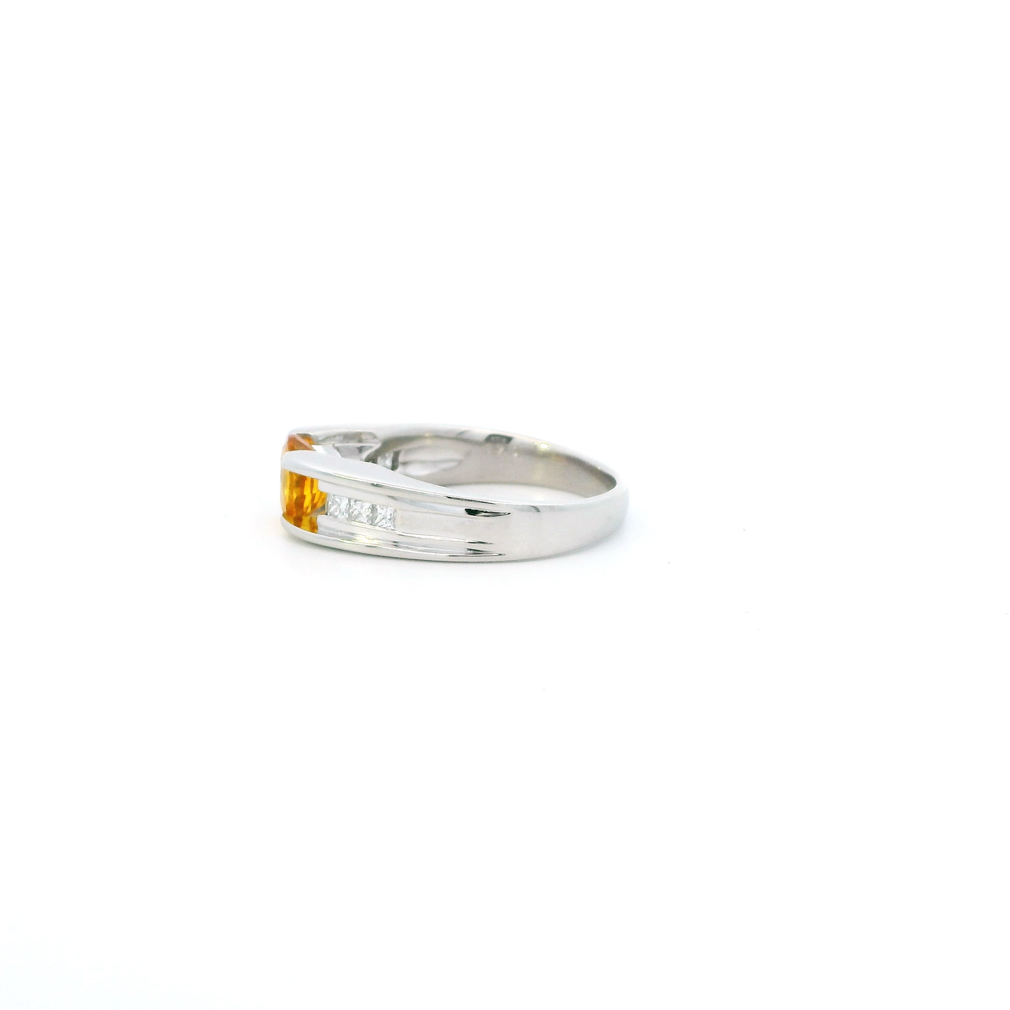 Platinum Diamond & Citrine Womens Ring - 0.49ct