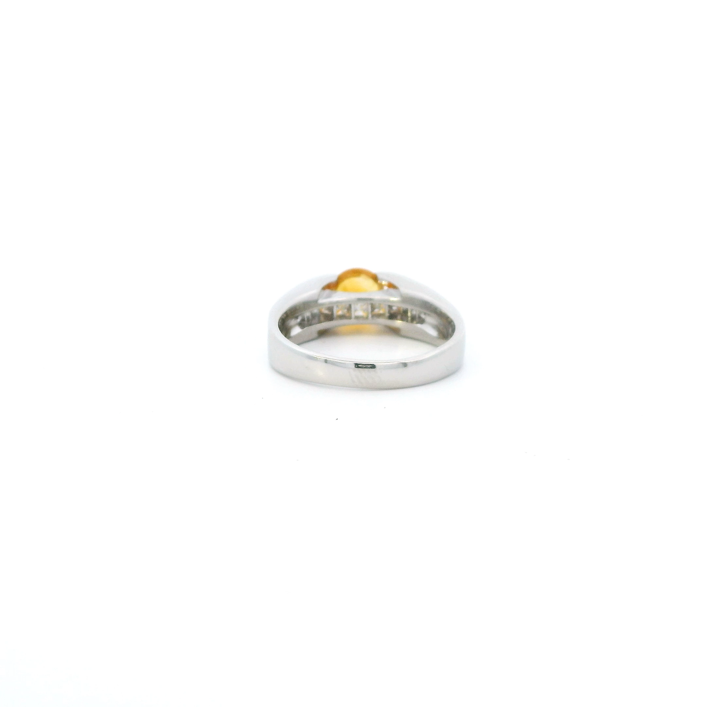 Platinum Diamond & Citrine Womens Ring - 0.49ct