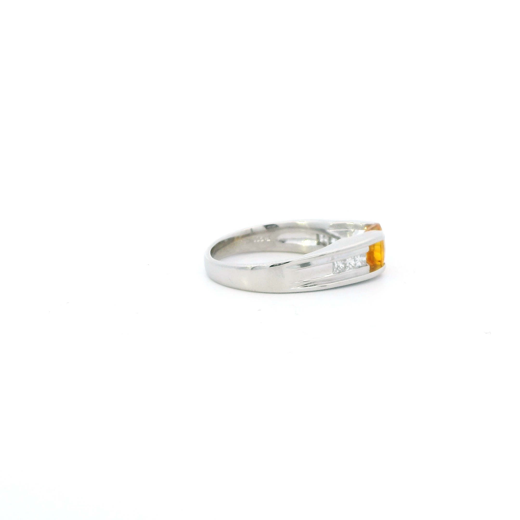 Platinum Diamond & Citrine Womens Ring - 0.49ct