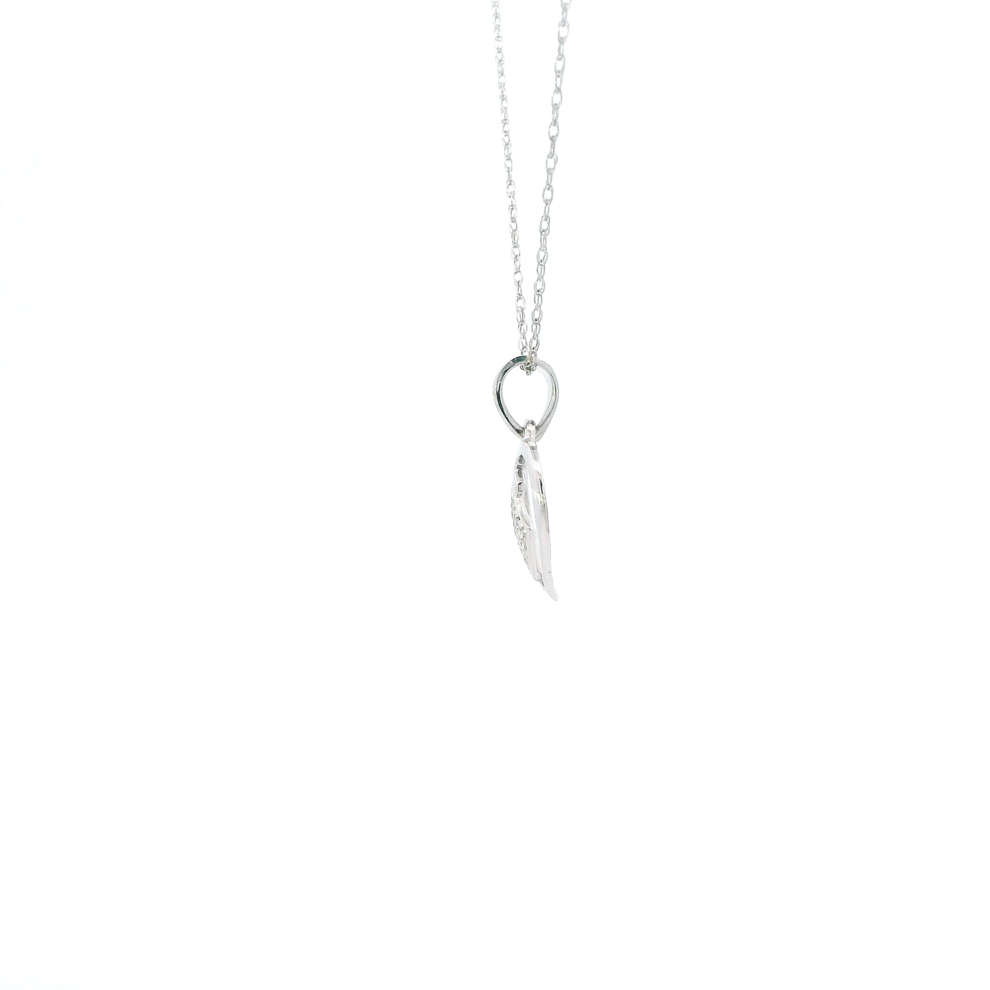 10K White Gold 18" Rope Chain & Heart Pendant