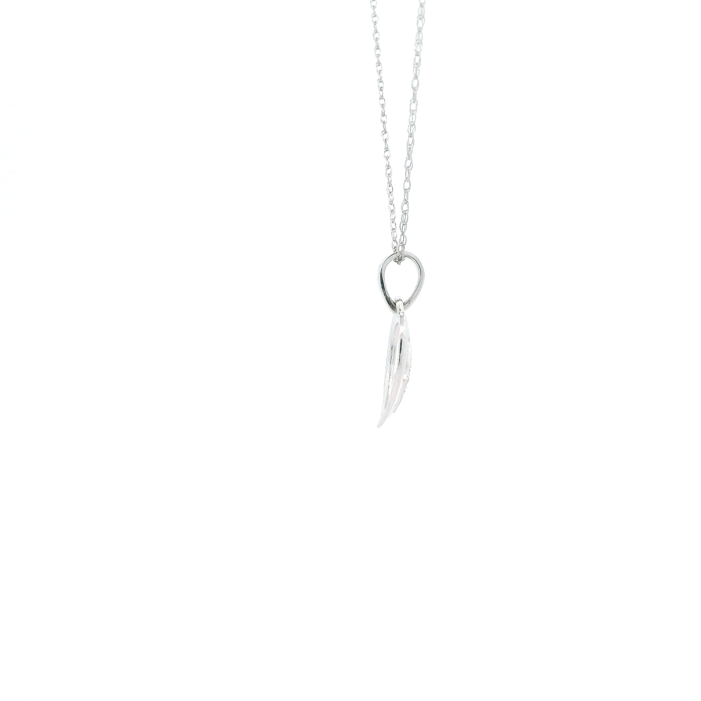 10K White Gold 18" Rope Chain & Heart Pendant