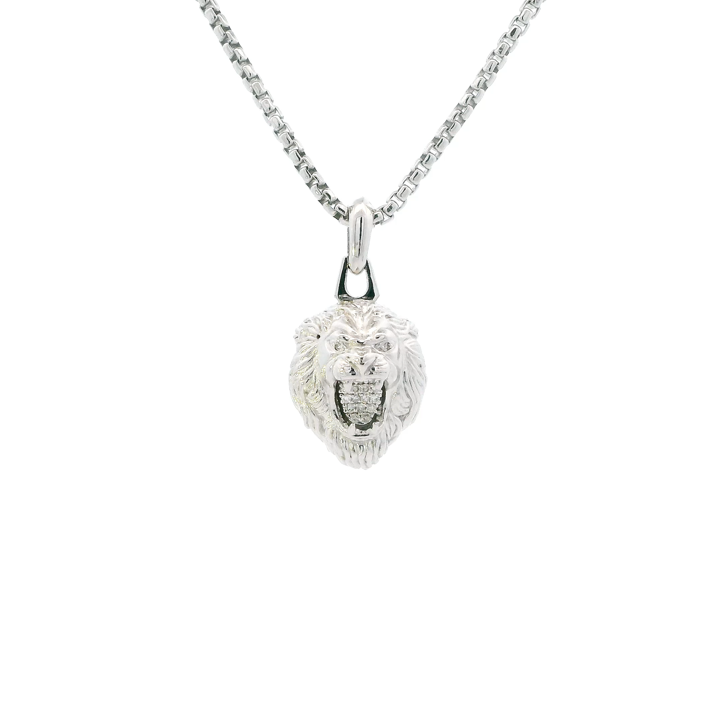 Bulova Marc Anthony Lion Head Diamond Pendant & 24-26" Rounded Box Chain - 0.10ct
