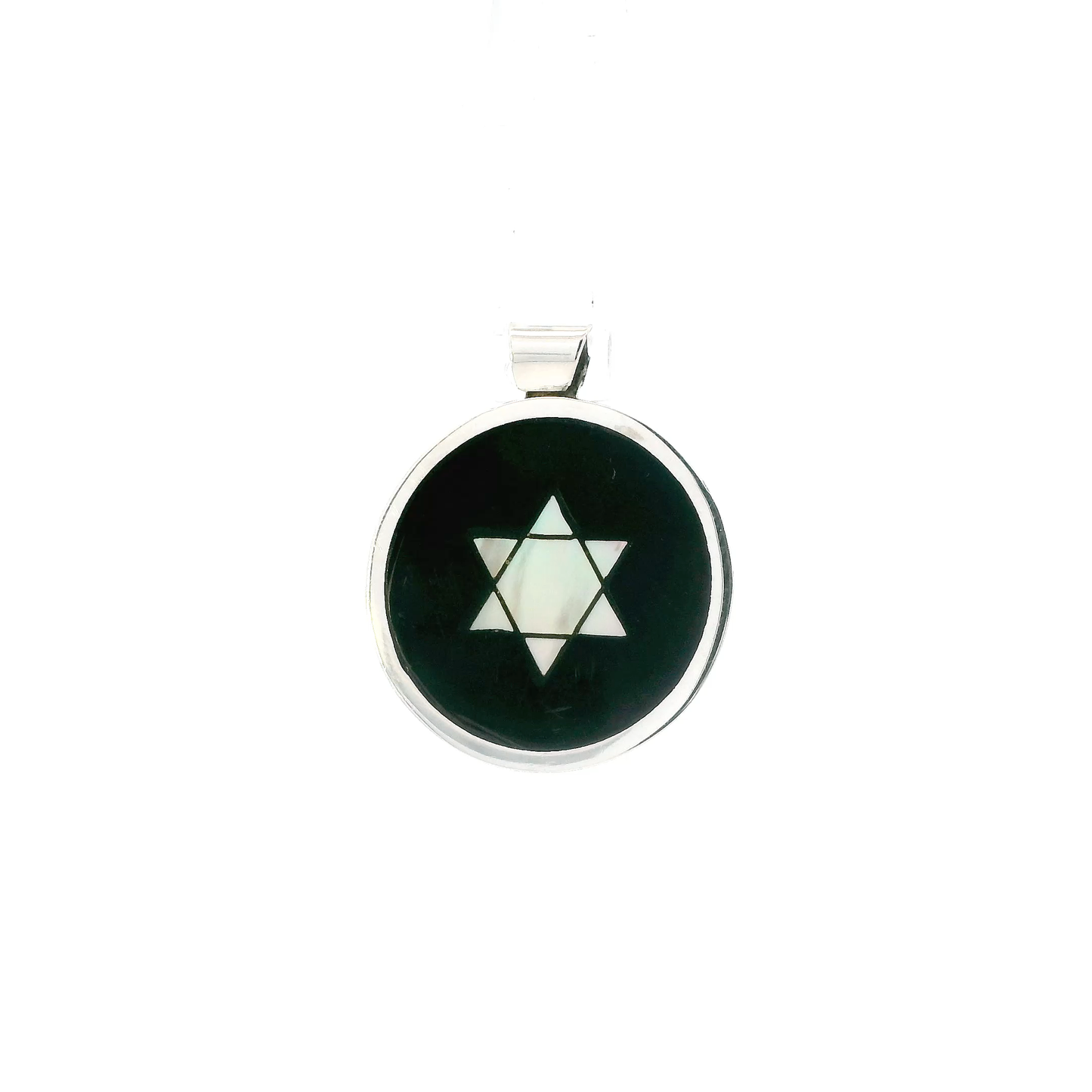 Silver Moon Star Of David Pendant