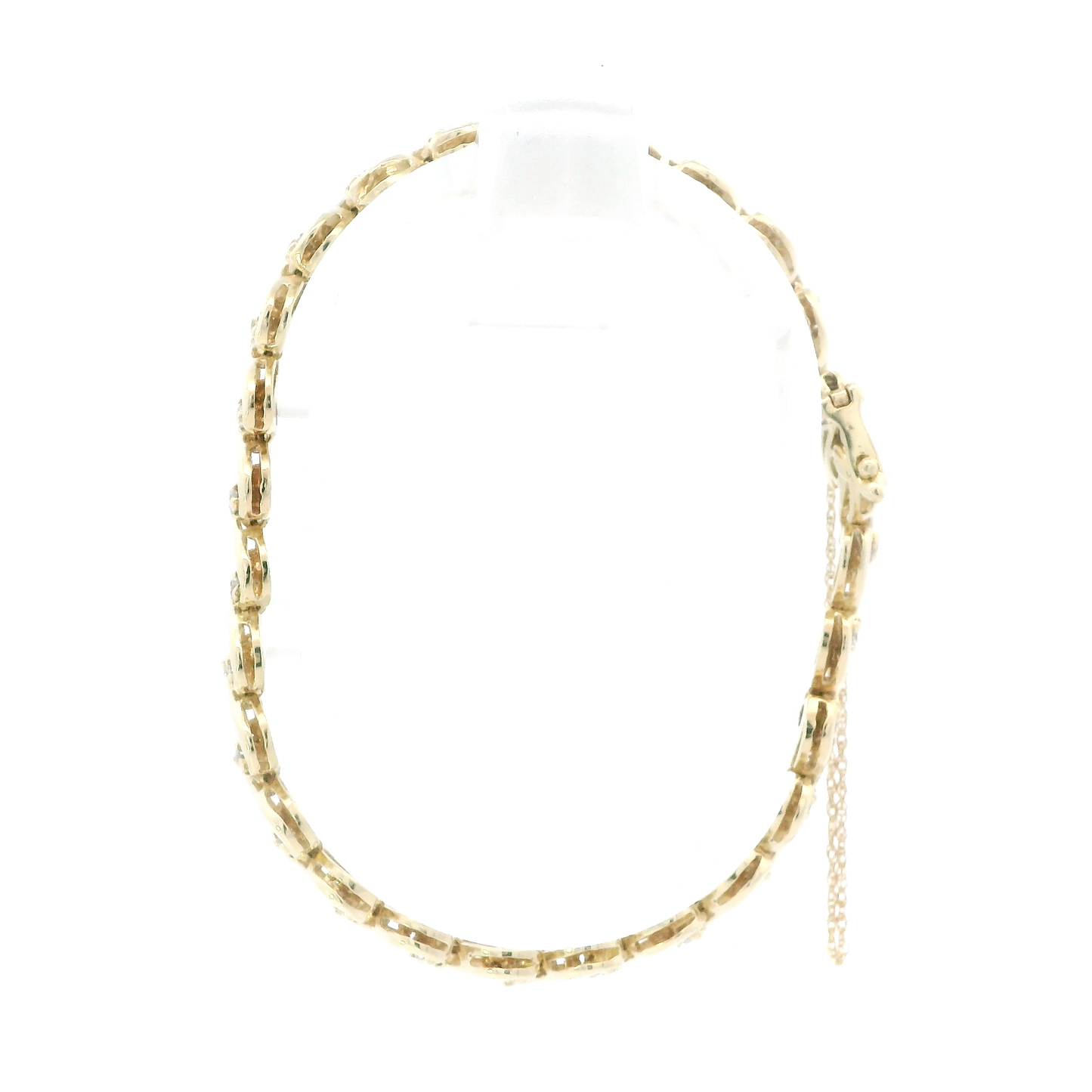 14K Yellow Gold 6.5" Diamond Tennis Bracelet W/ Security Chain - 0.81ct