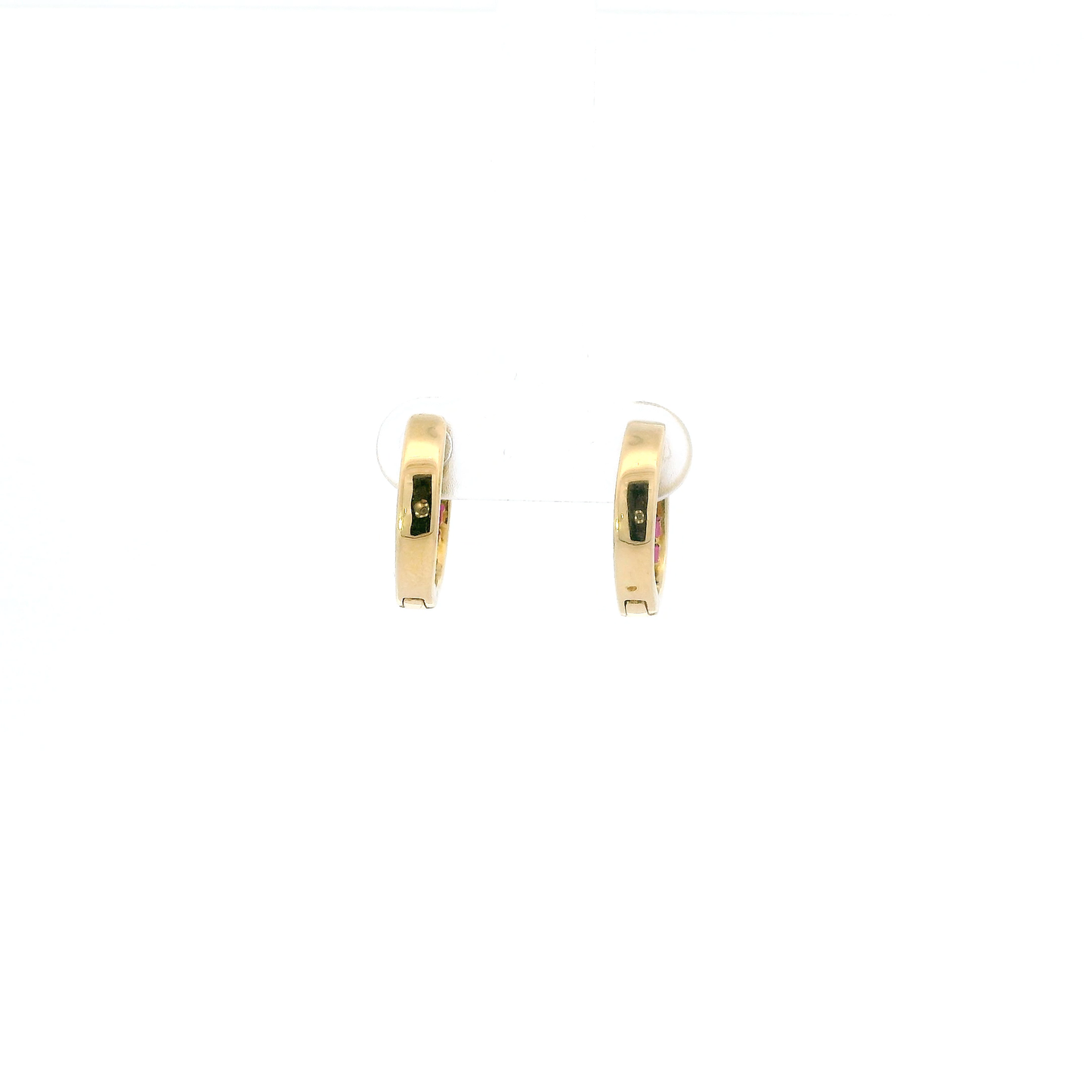 18K Yellow Gold Diamond, Sapphire, Ruby, & Emerald Huggie Hoop Earrings - 0.05ct