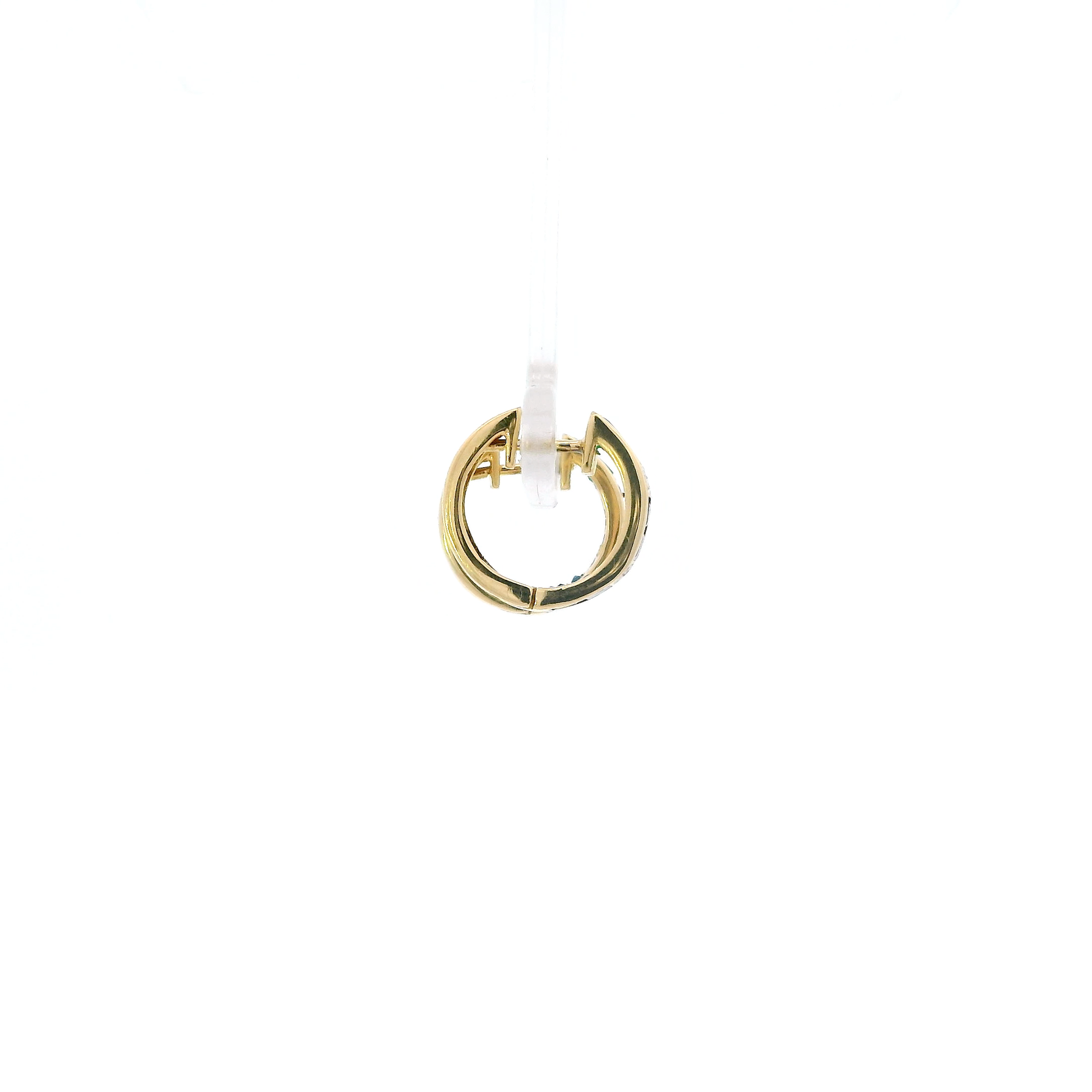 18K Yellow Gold Diamond, Sapphire, Ruby, & Emerald Huggie Hoop Earrings - 0.05ct
