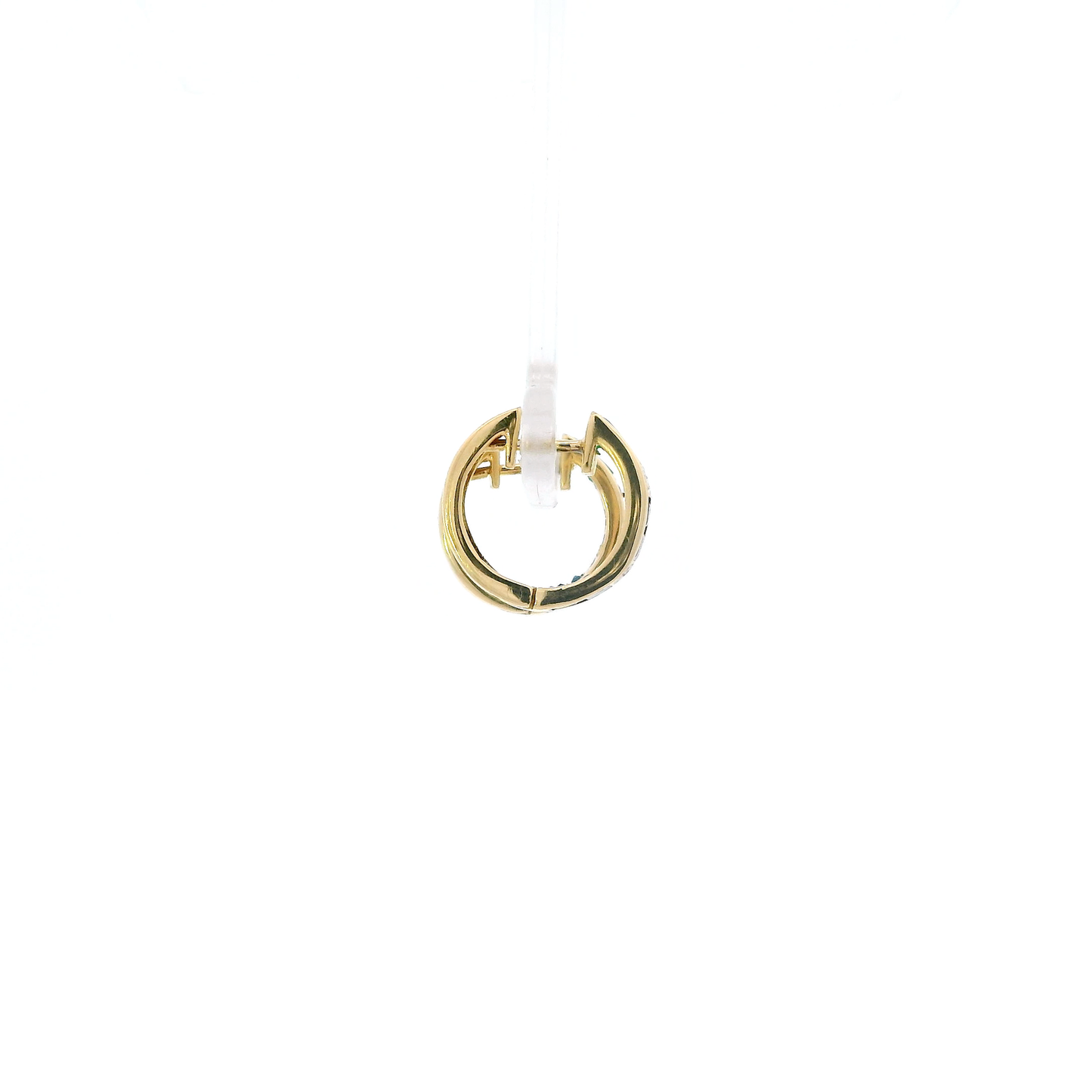 18K Yellow Gold Diamond, Sapphire, Ruby, & Emerald Huggie Hoop Earrings - 0.05ct