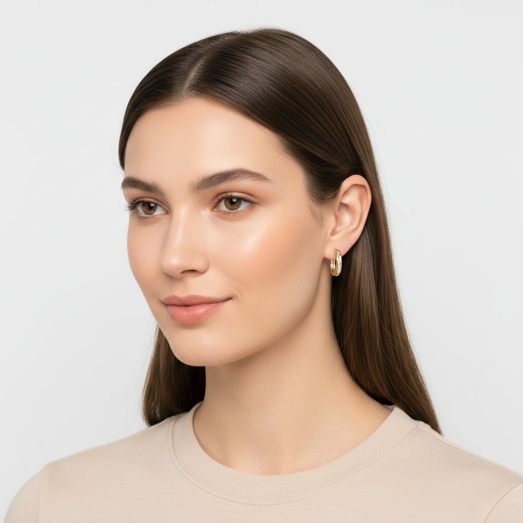 14K Yellow Gold Huggie Hoop Earrings