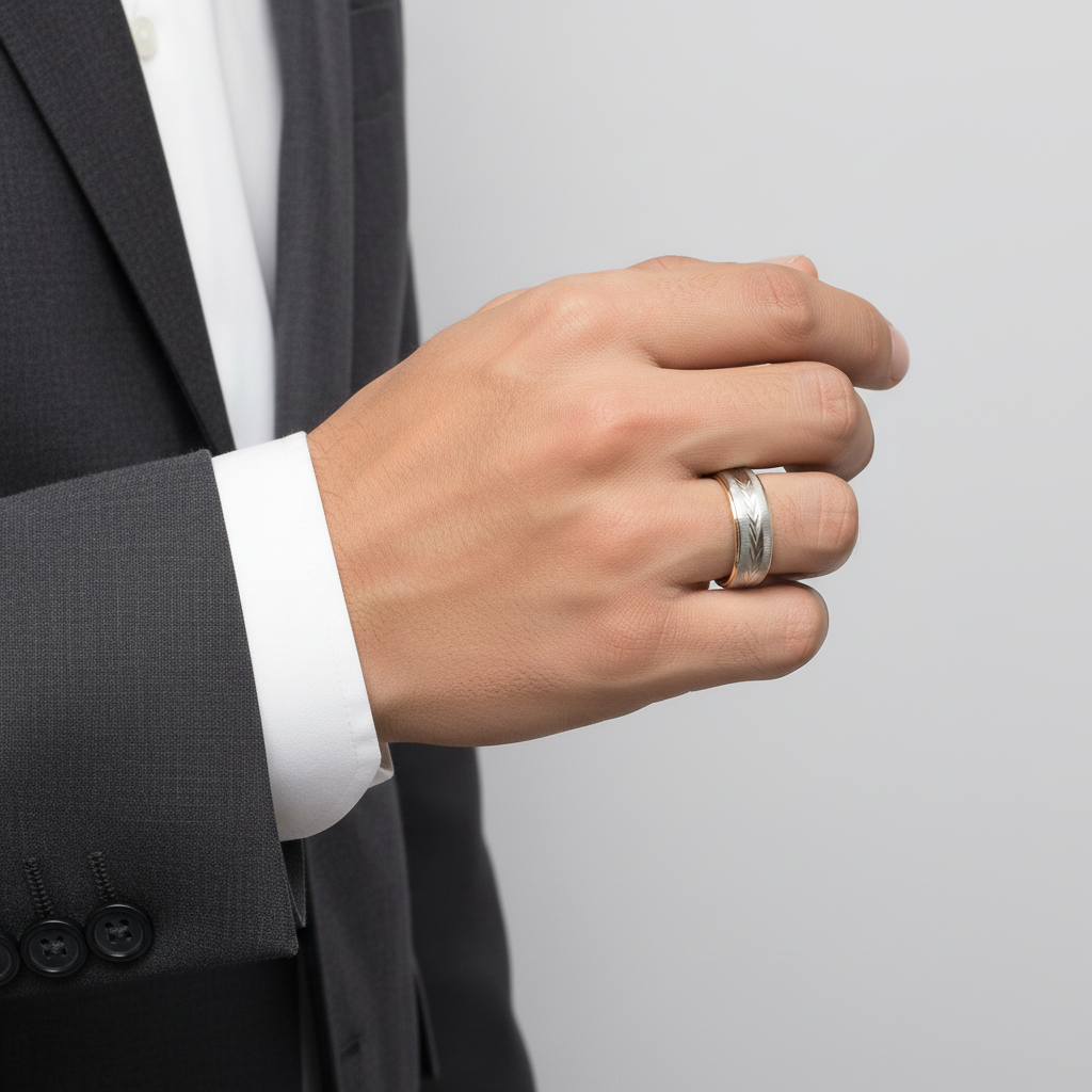 14K Yellow & White Gold Wheat Design Band Ring