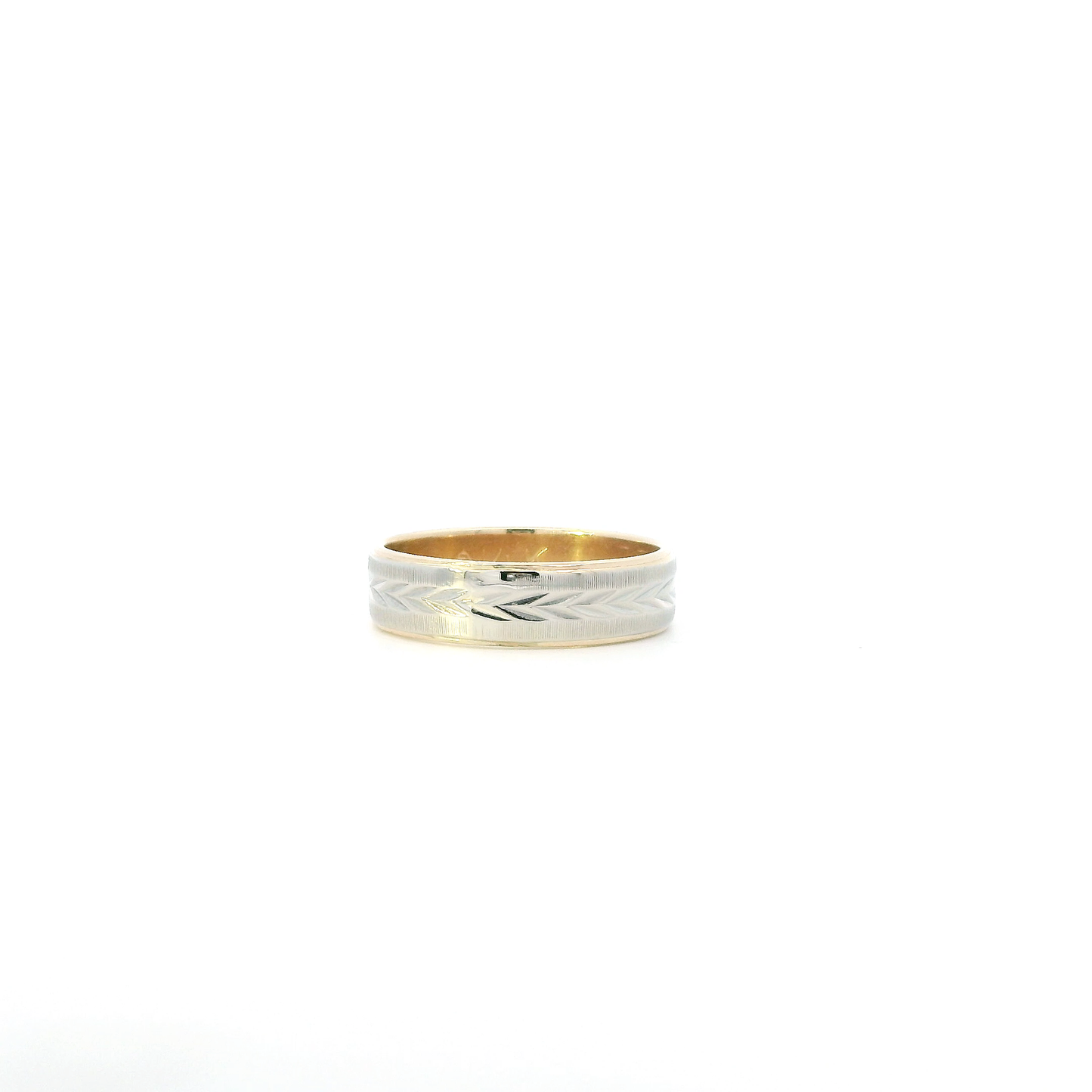 14K Yellow & White Gold Wheat Design Band Ring