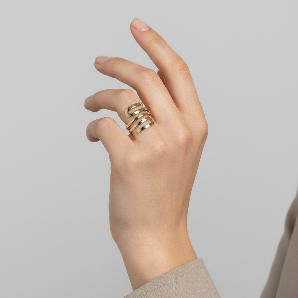 14K Yellow Gold Squiggle Wrap Ring