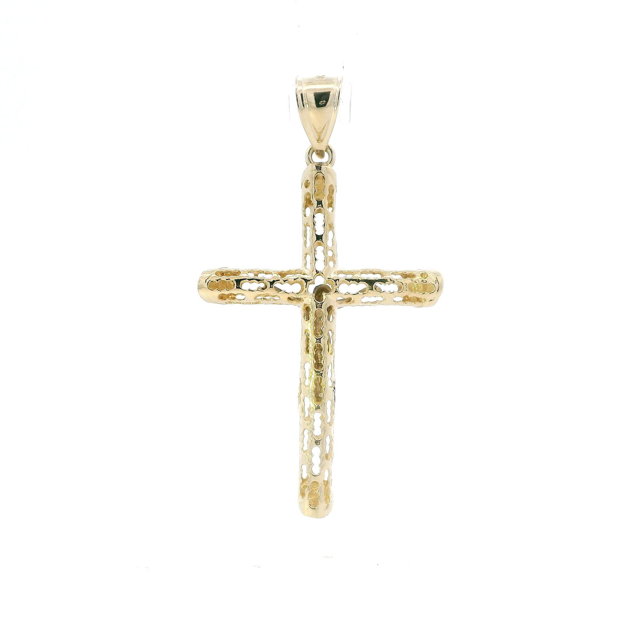 14K Yellow & White Gold Hollow Crucifix Pendant