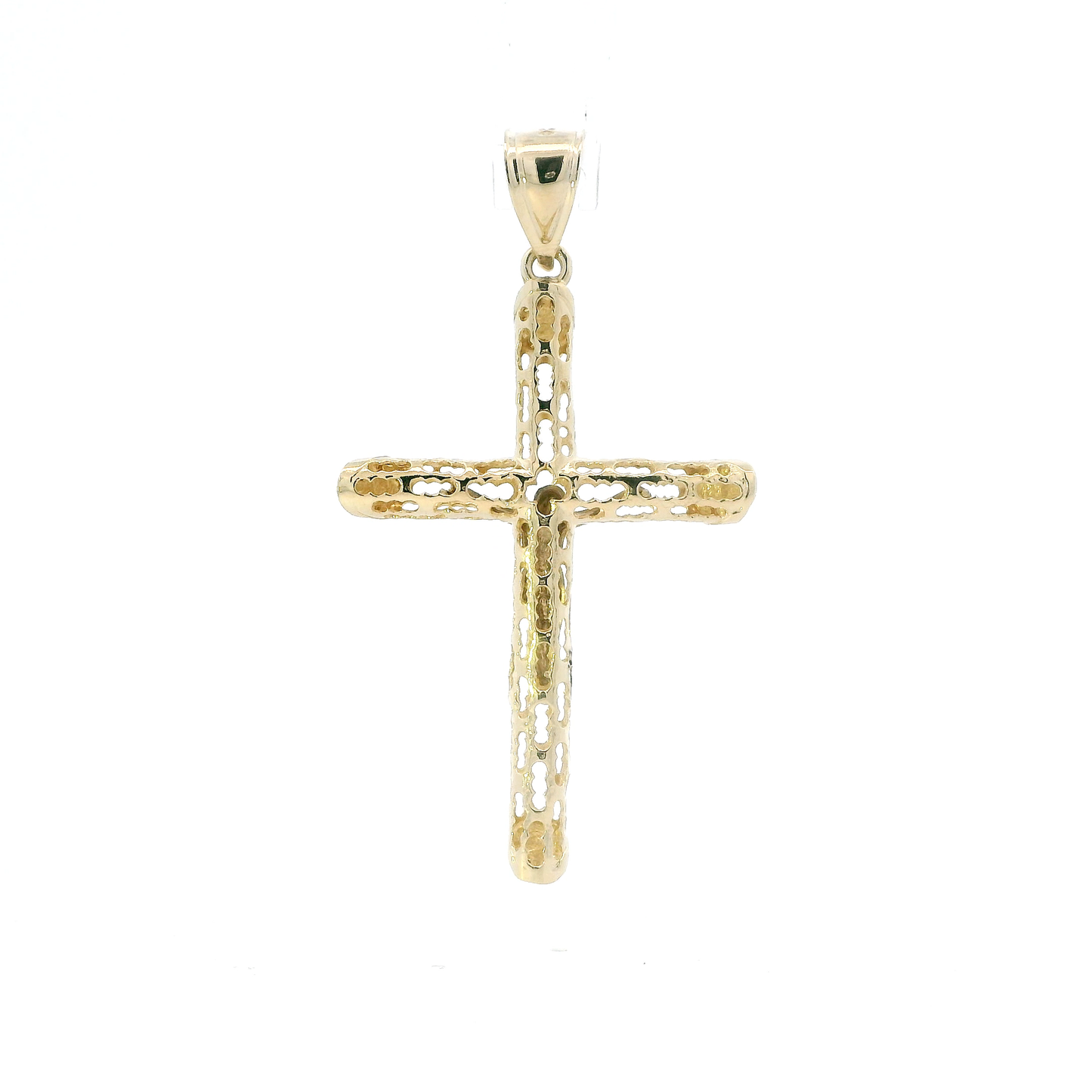 14K Yellow & White Gold Hollow Crucifix Pendant