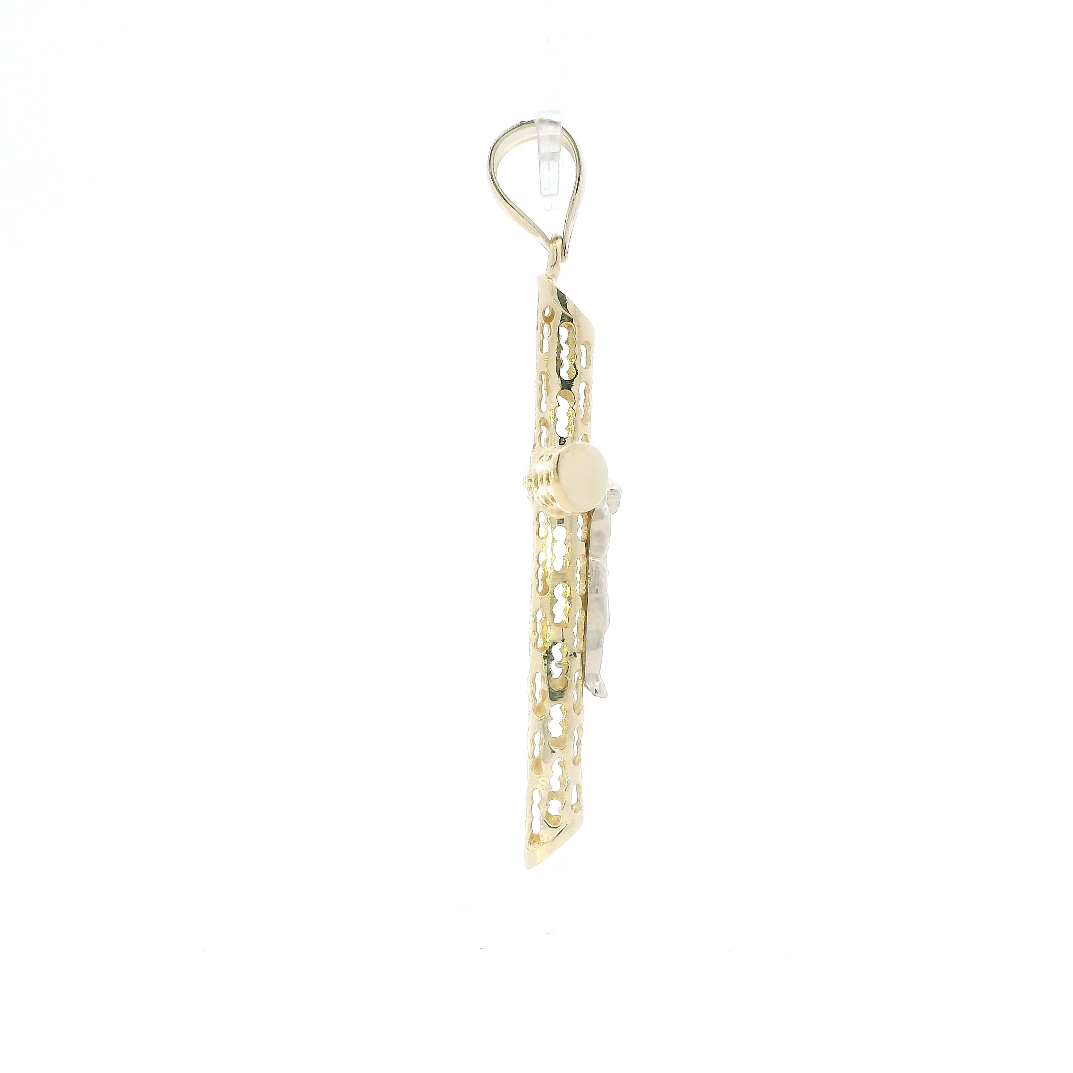 14K Yellow & White Gold Hollow Crucifix Pendant