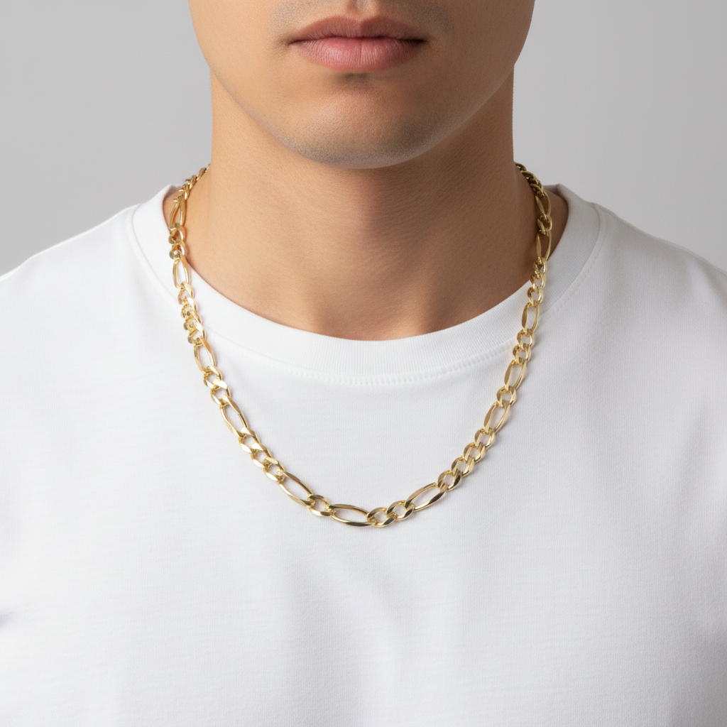 14K Yellow Gold 25" Figaro Chain