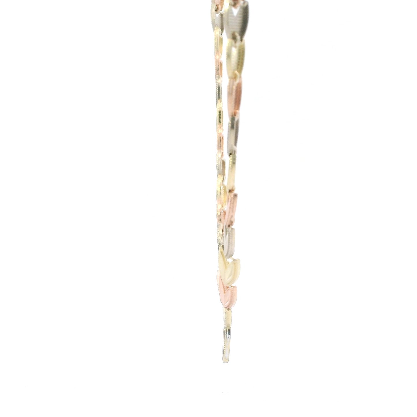14K Tri Color Gold 19" Leaf Link Necklace