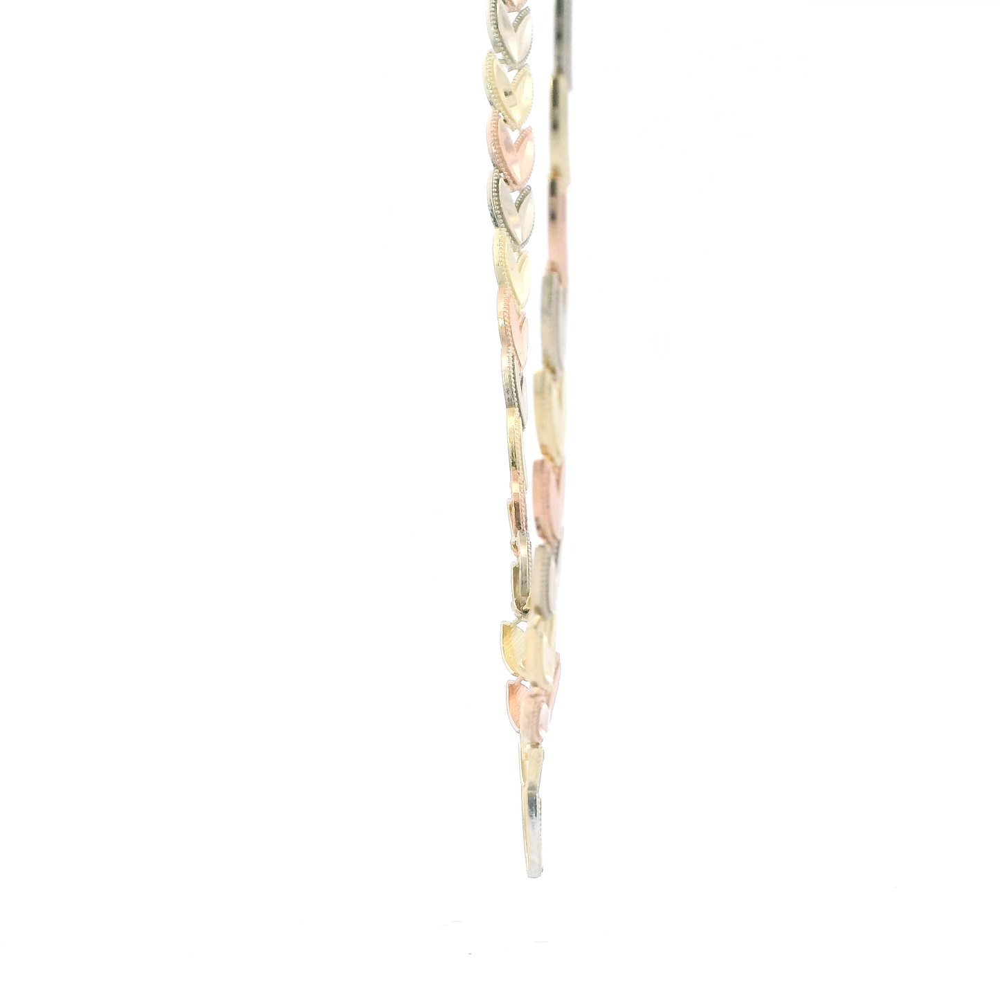 14K Tri Color Gold 19" Leaf Link Necklace