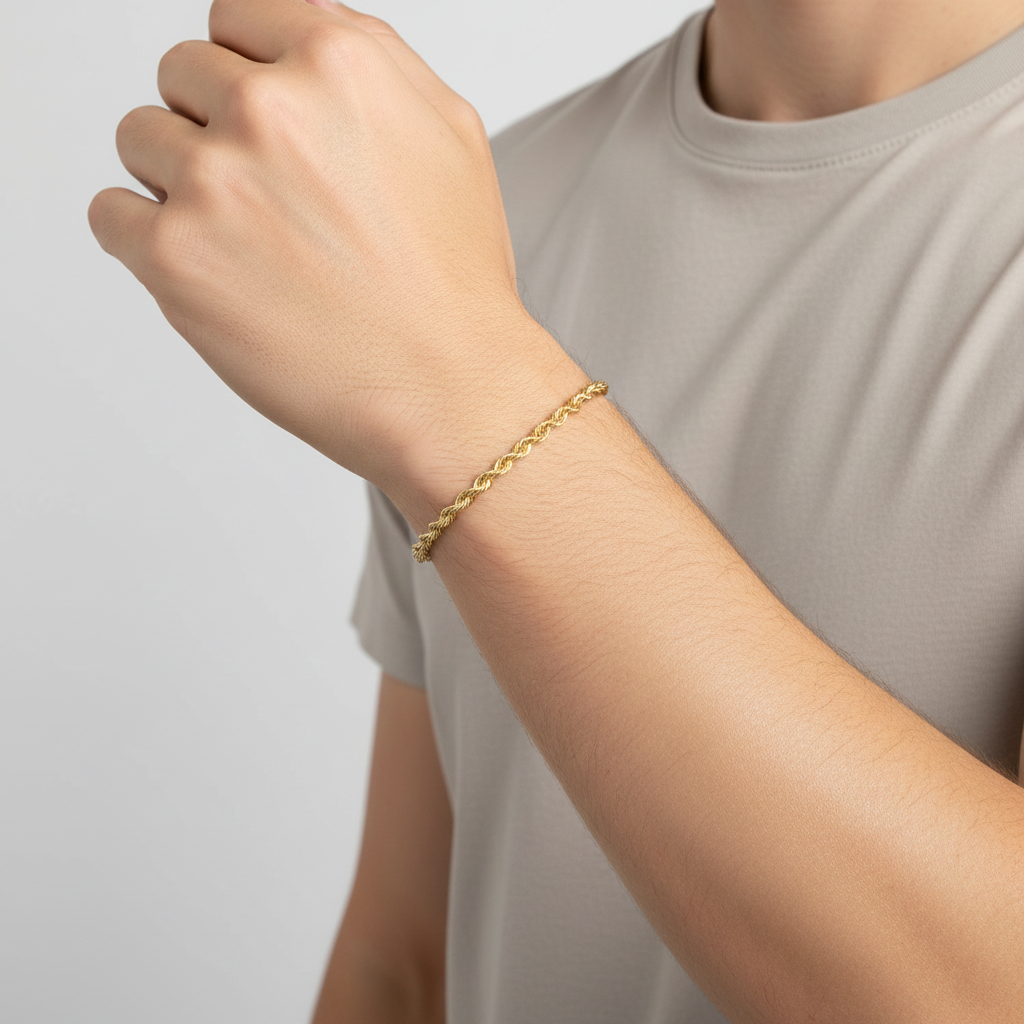 14K Yellow Gold 8" Rope Bracelet