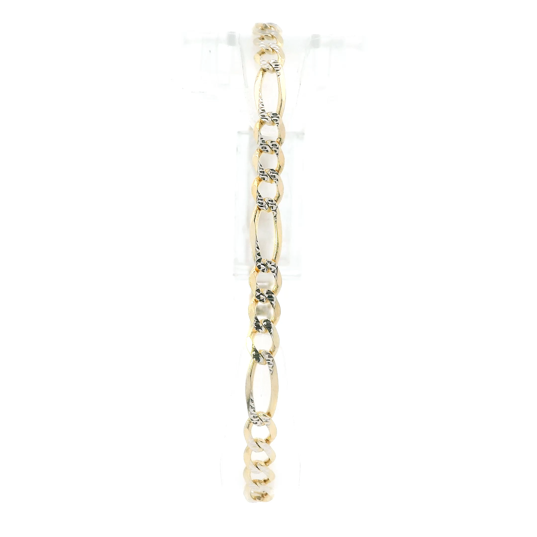 14K Yellow Gold Diamond Cut Figaro Bracelet
