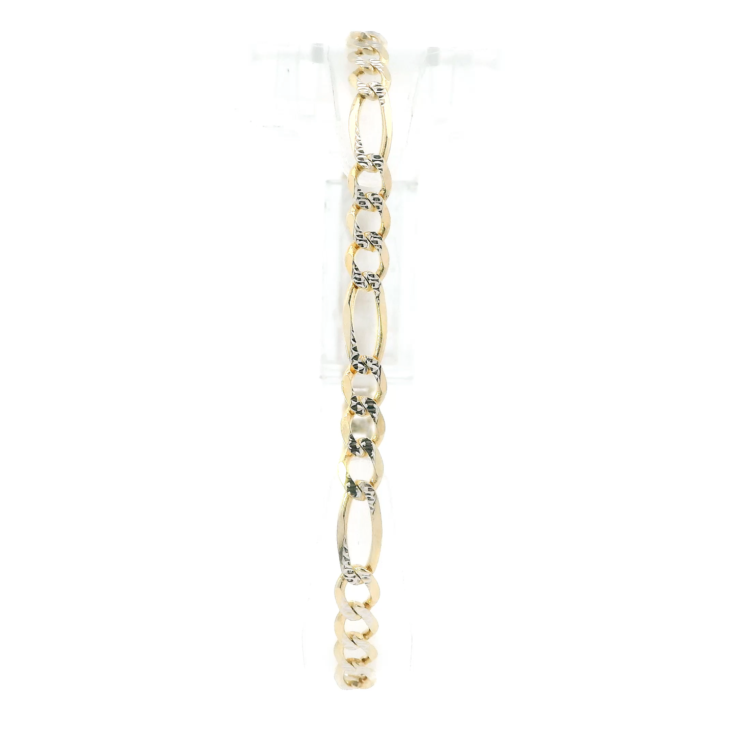 14K Yellow Gold Diamond Cut Figaro Bracelet