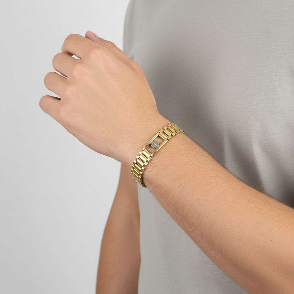 14K Yellow Gold 8" Rectangle Screwdriver Design Rolex Bracelet