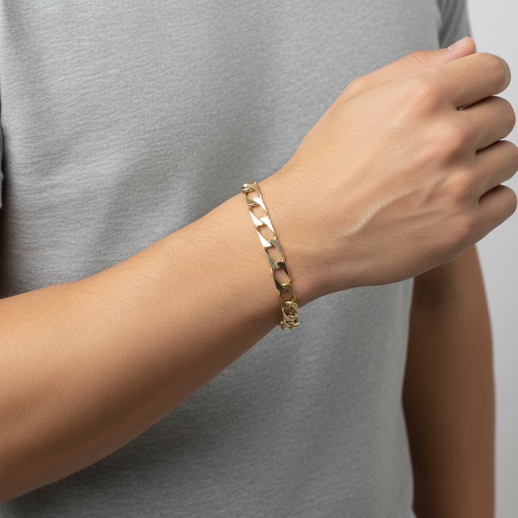 14K Yellow Gold 8" Flat Curb Bracelet