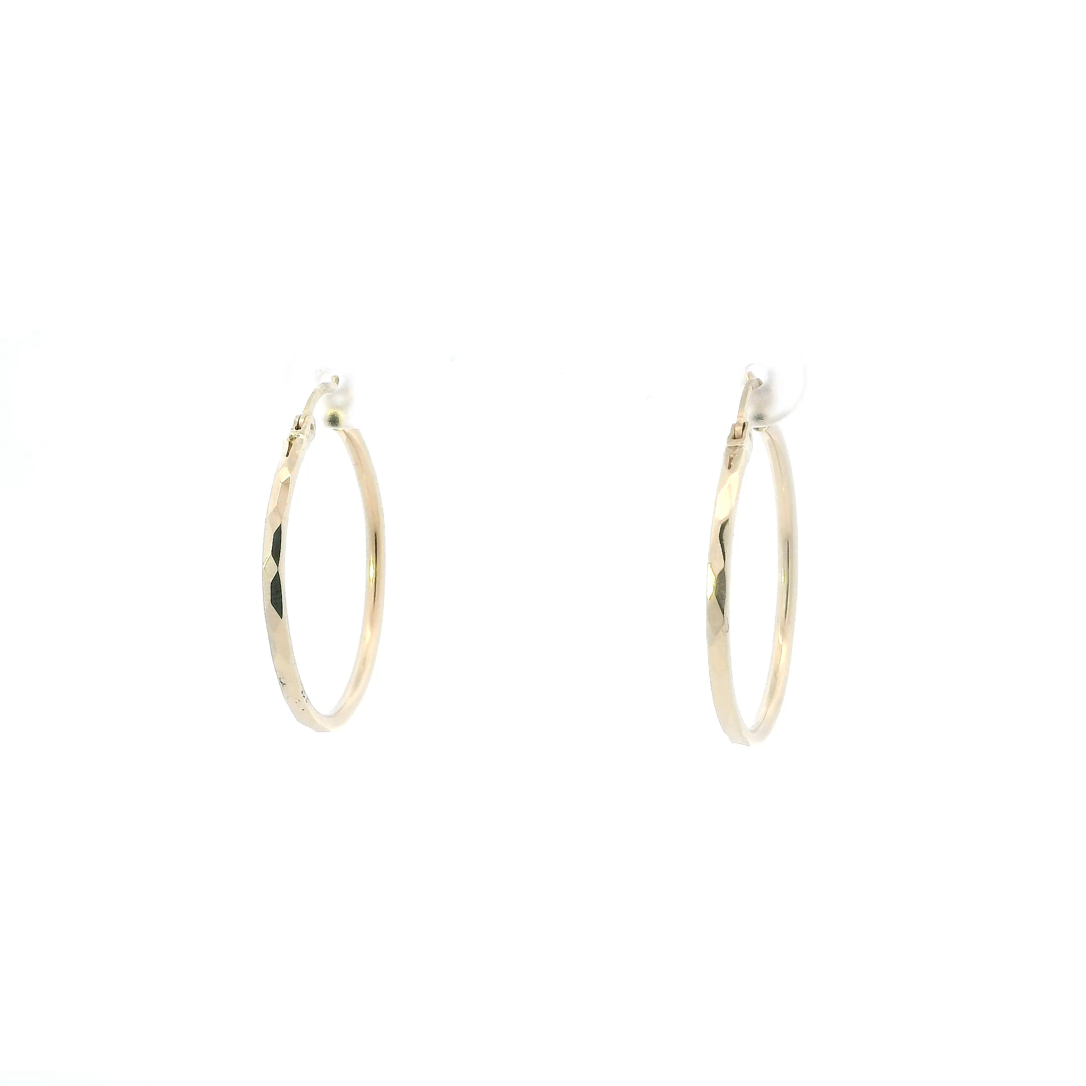 10K Yellow Gold Diamond Cut Hoop Earrings