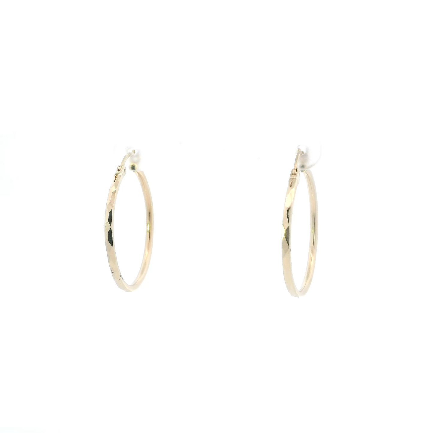 10K Yellow Gold Diamond Cut Hoop Earrings