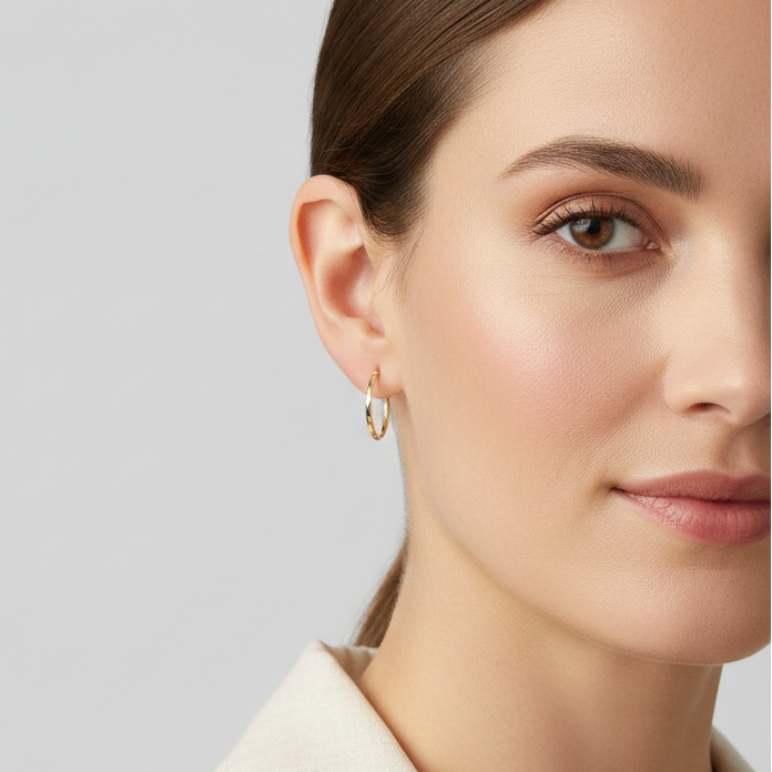 10K Yellow Gold Diamond Cut Hoop Earrings
