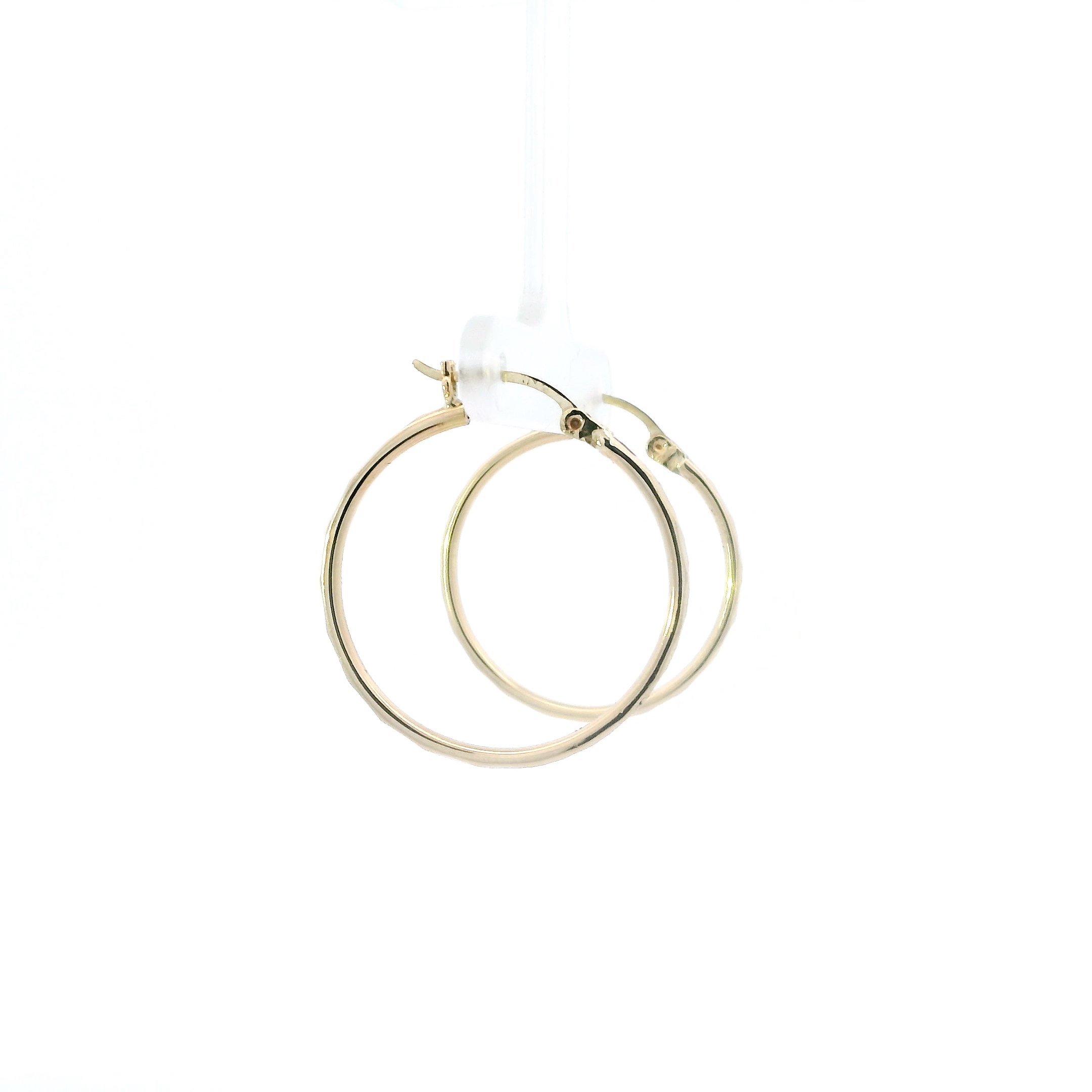 10K Yellow Gold Diamond Cut Hoop Earrings