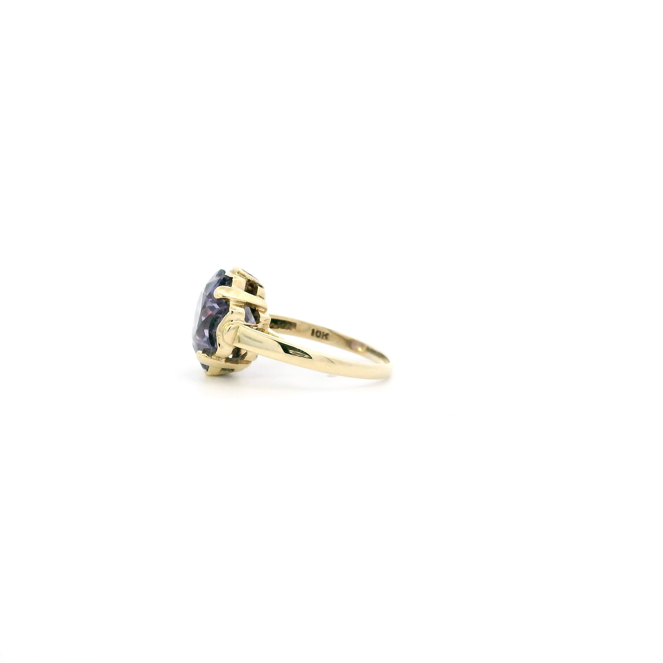 10K Yellow Gold Star Alexandrite Womens Ring