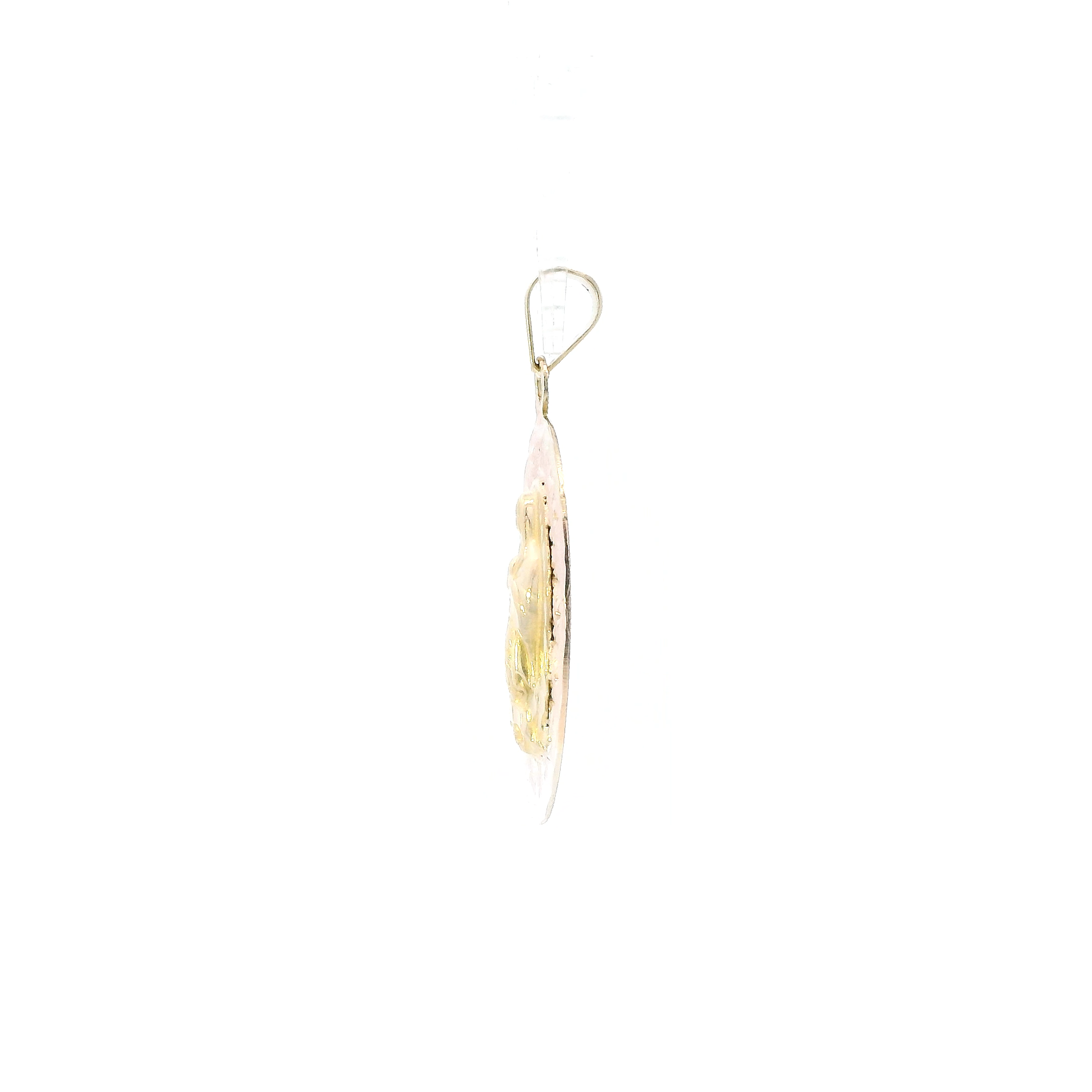 14K Tri Color Gold Oval Religious Pendant