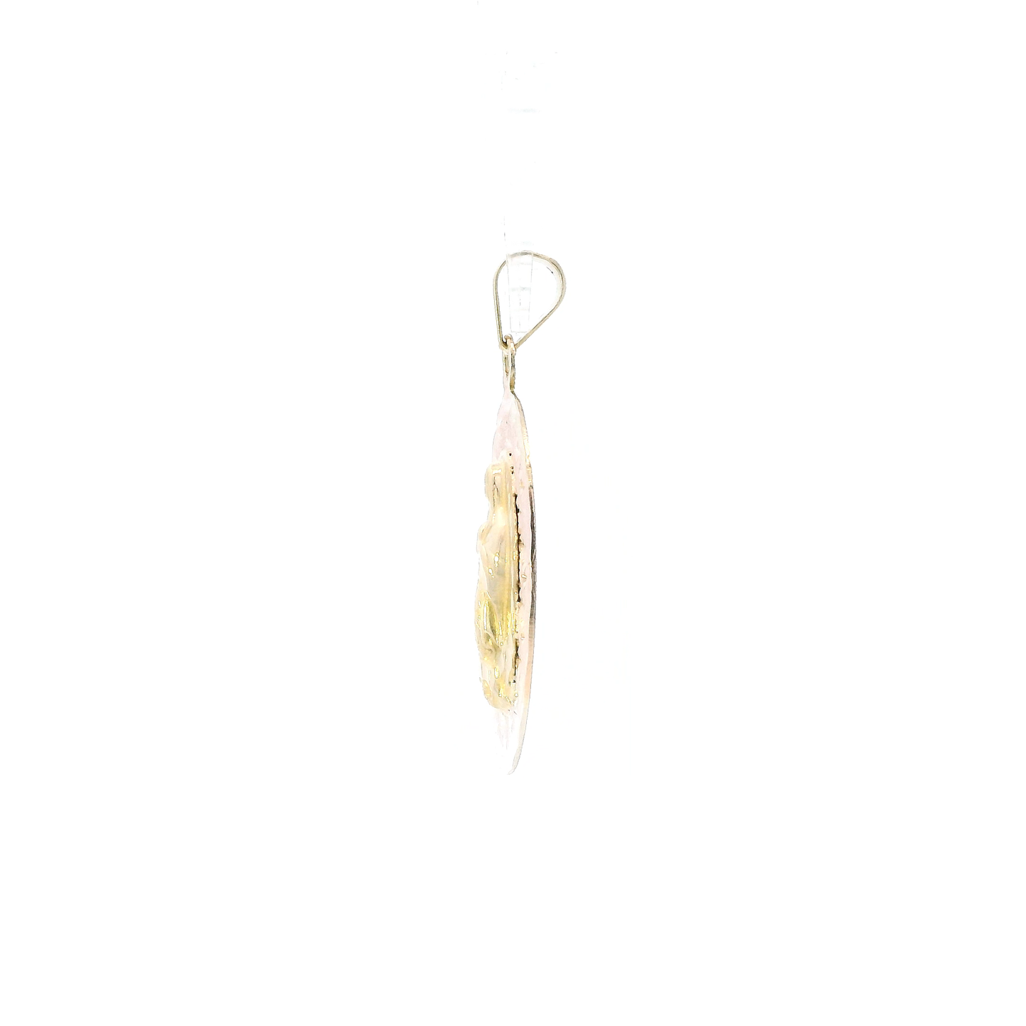 14K Tri Color Gold Oval Religious Pendant