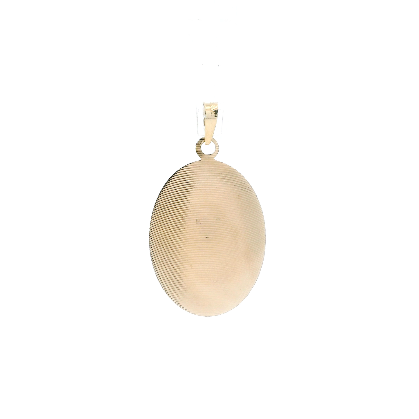 14K Tri Color Gold Oval Religious Pendant