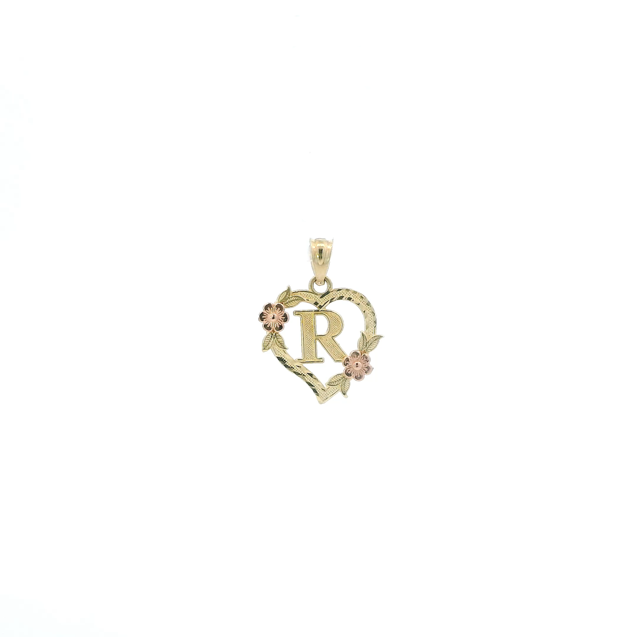 10K Yellow & Rose Gold Diamond Cut Letter 