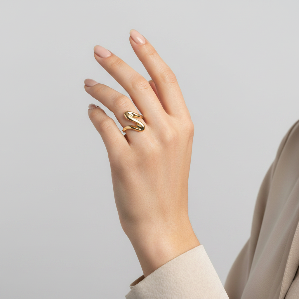 18K Yellow Gold Wave Ring